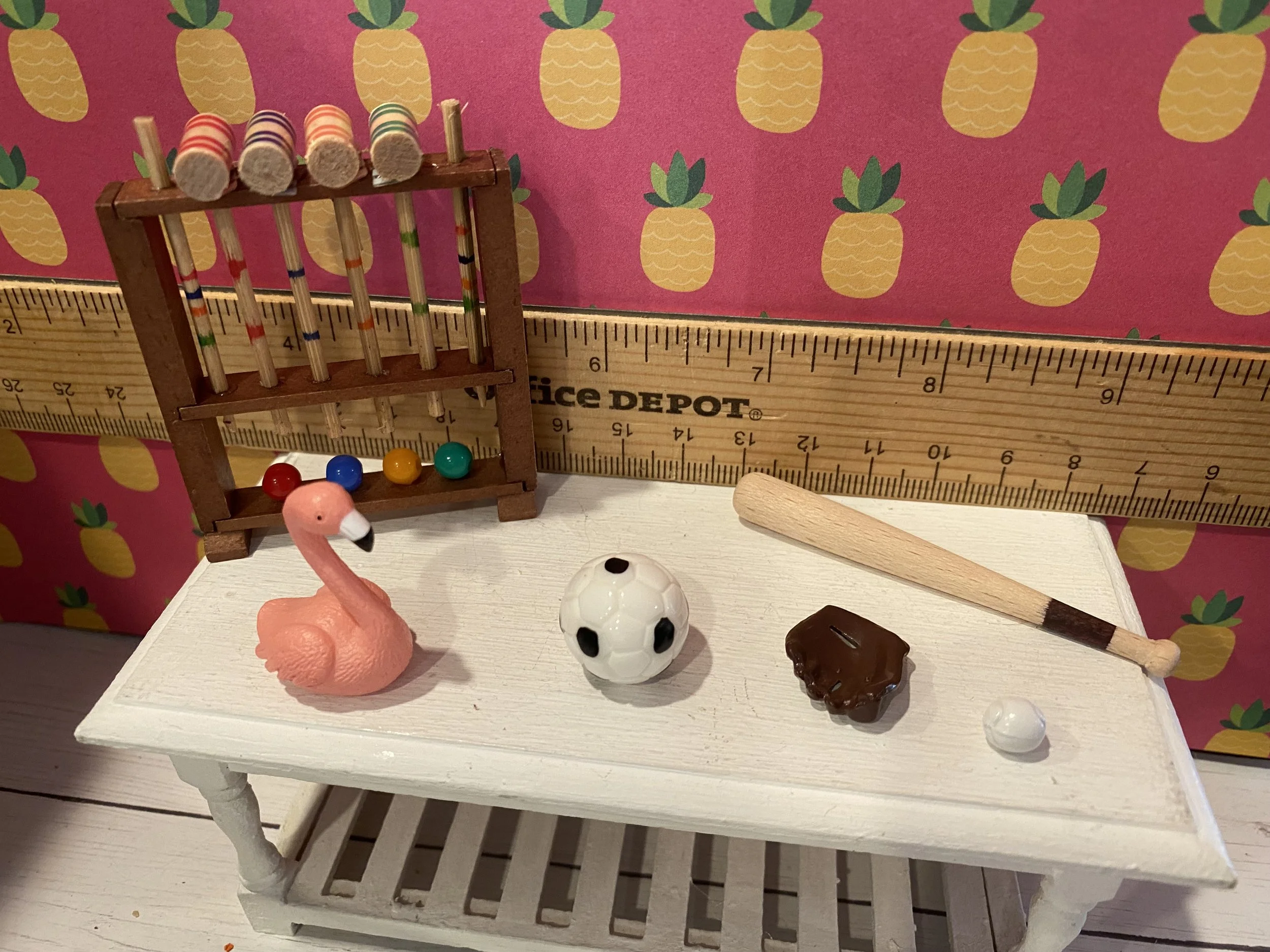Miniature Croquet, Baseball, Soccer, Flamingo, 1:12