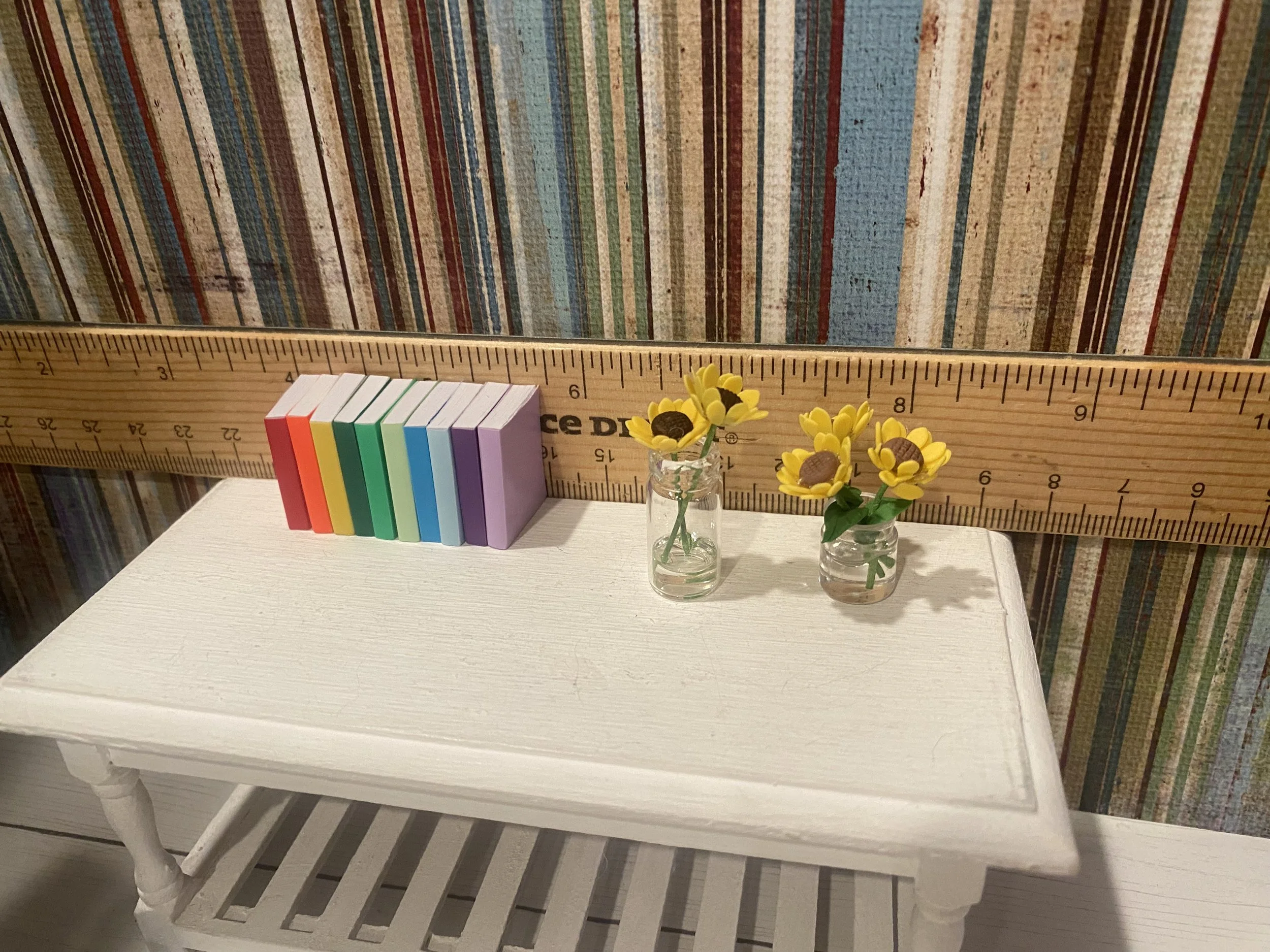 Miniature Rainbow Books, Jars of Sunflowers, 1:12