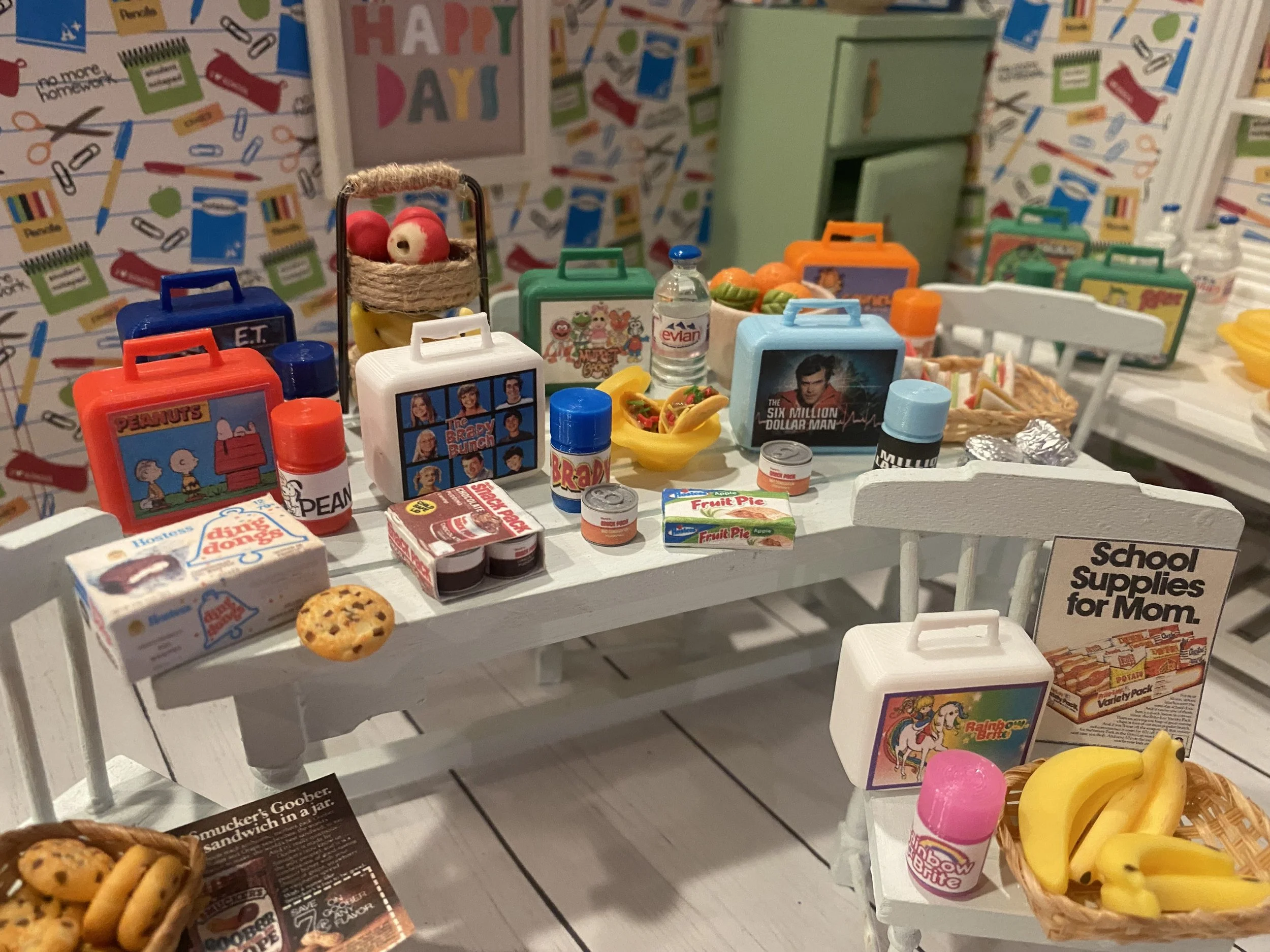 Miniature Lunch Boxes, Dollhouse 80's Lunches, Pick-A-Box & Pack-A-Lunch, 1:12