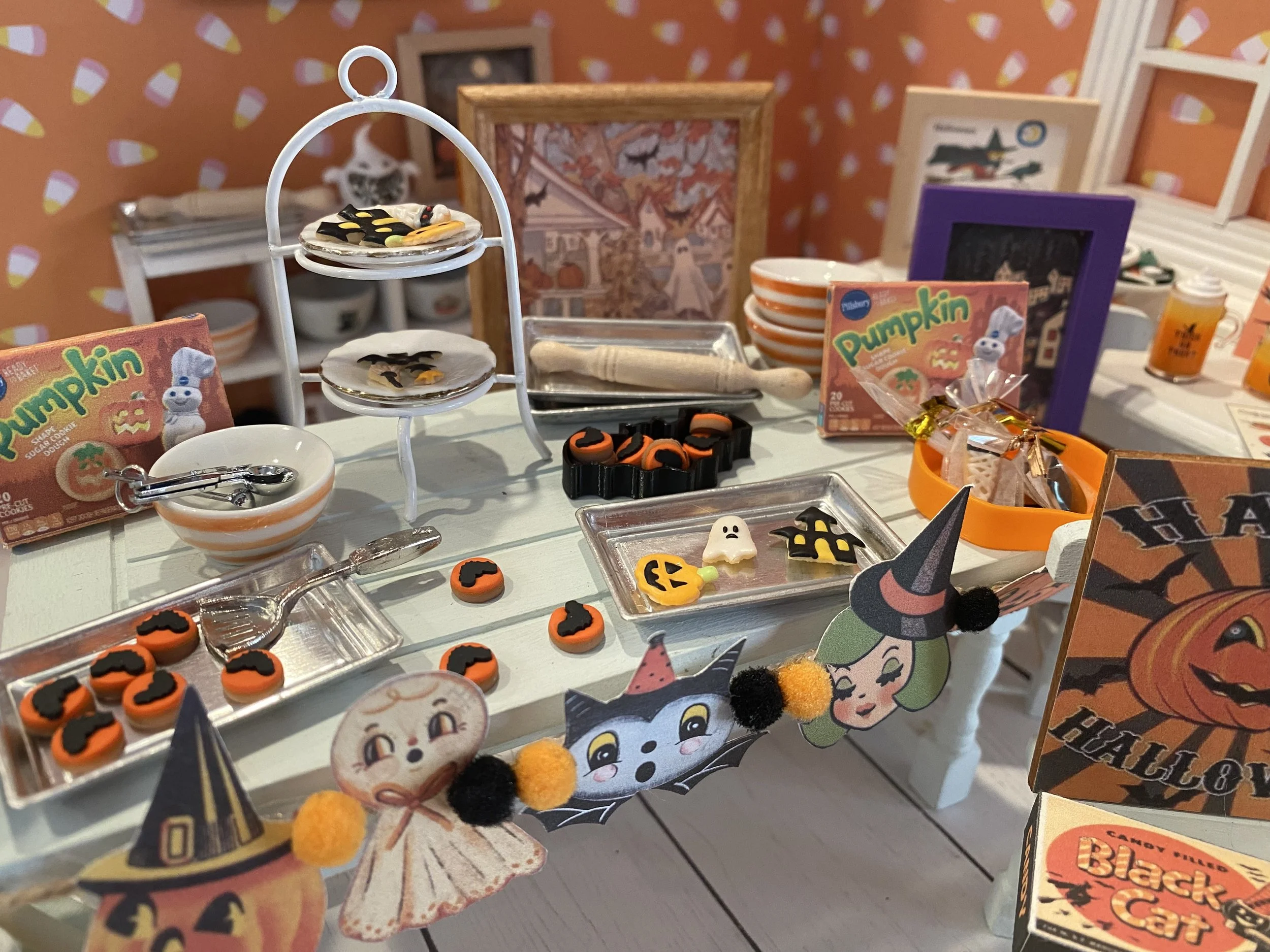 Miniature Halloween Cookies, Dough Box, Baking Supplies, 1:12