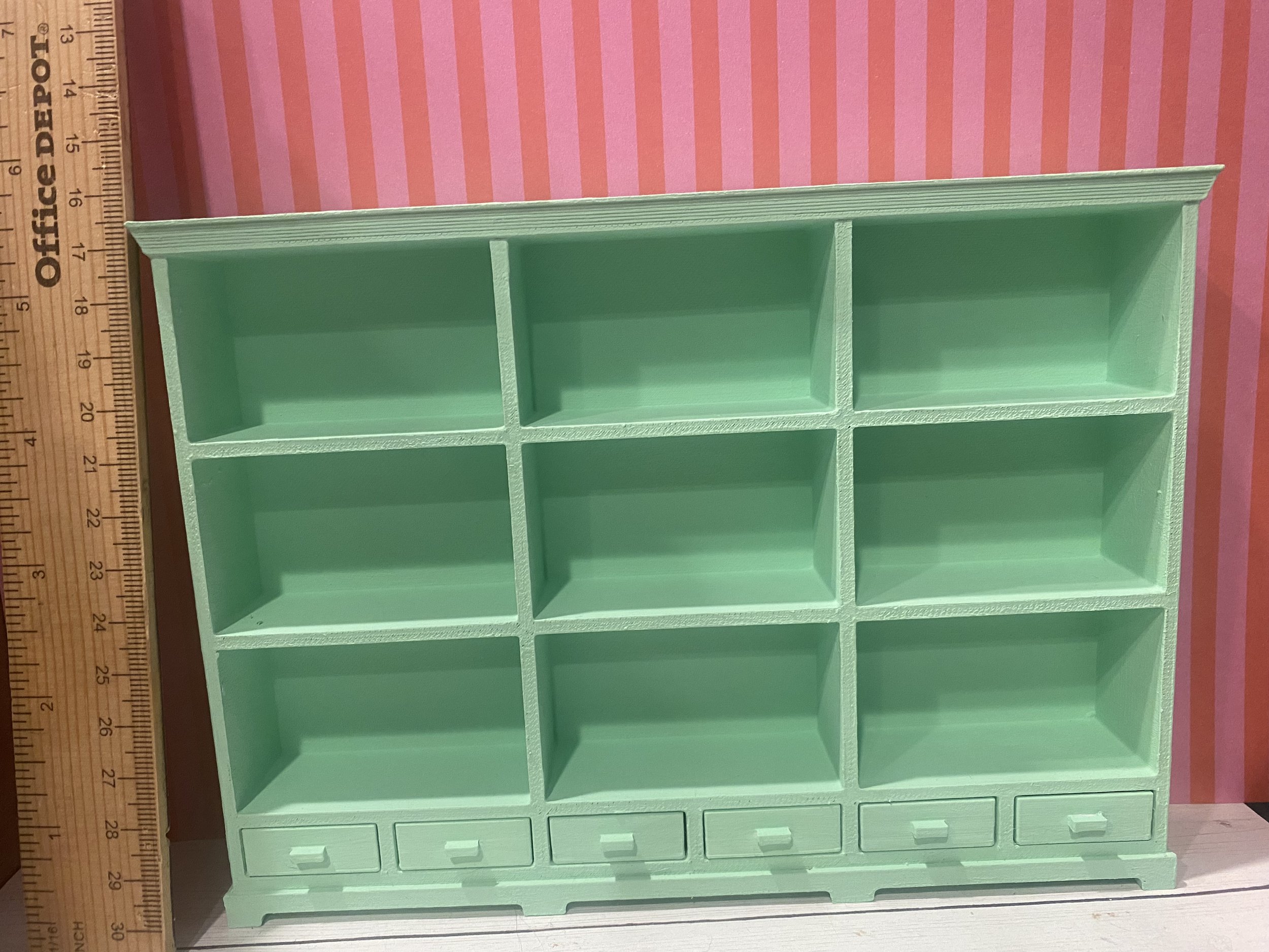 Miniature Green Bookcase, 1:12