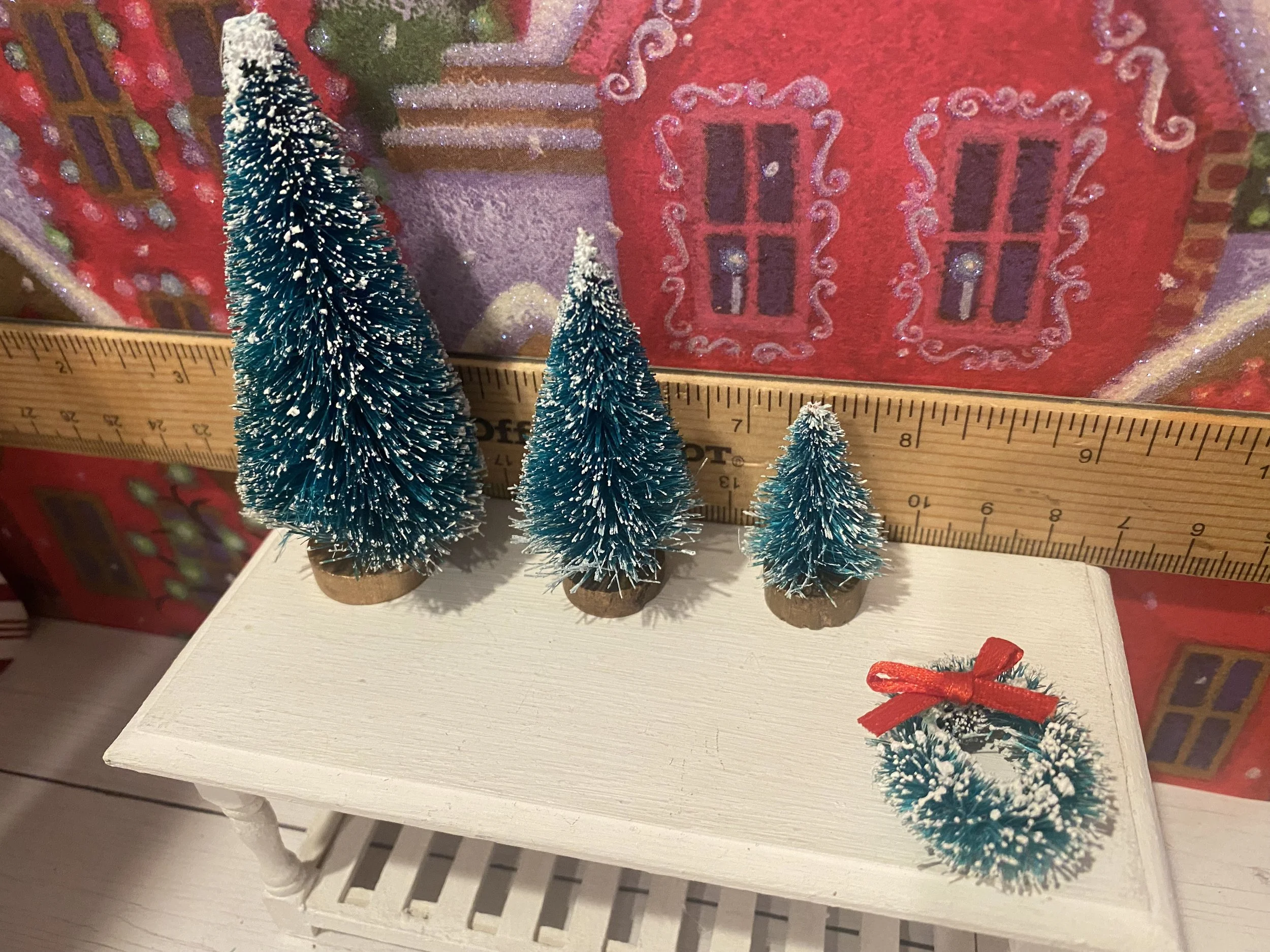 Miniature Set of 3 Trees, Wreath, 1:12