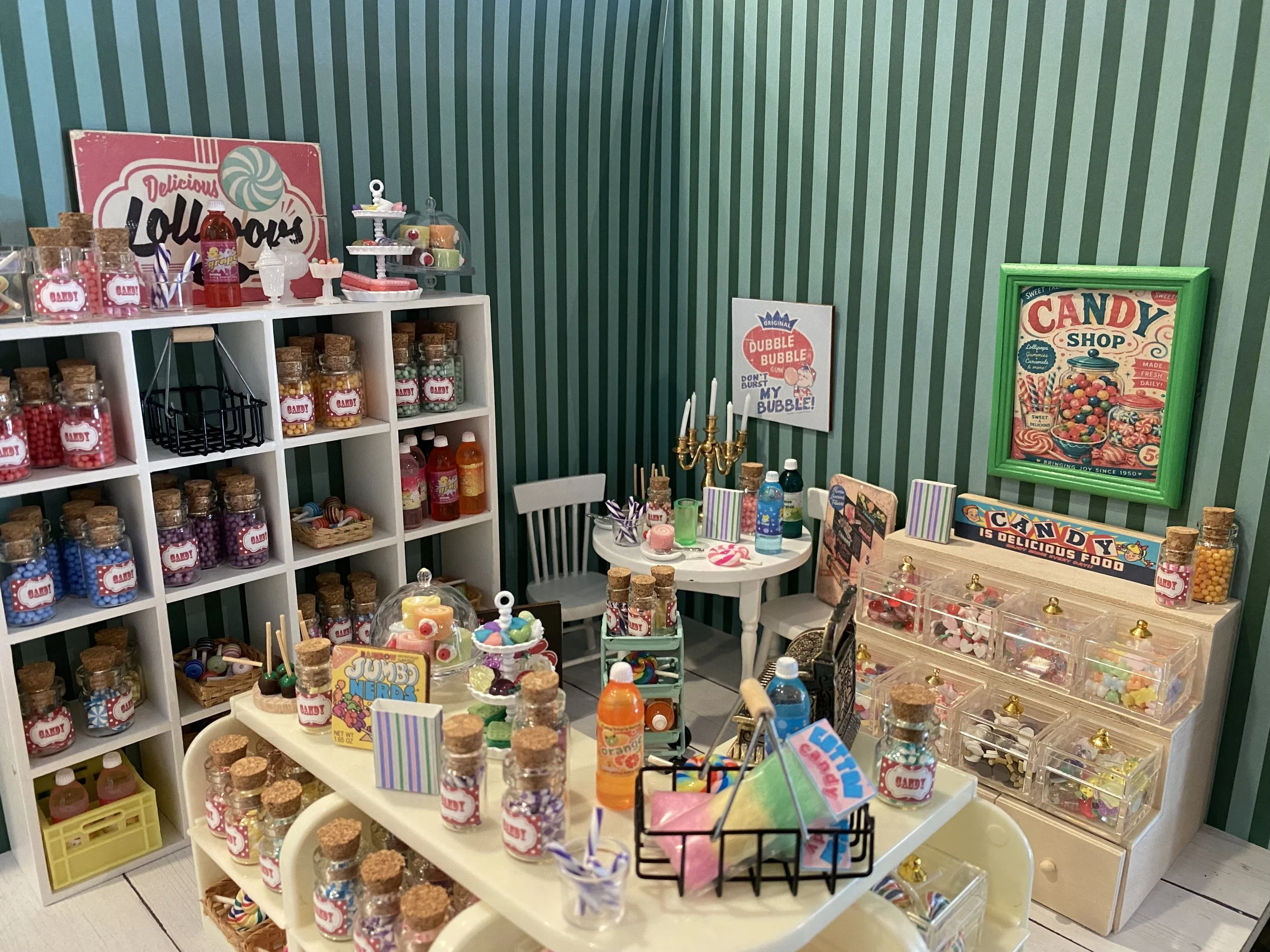 Miniature Candy Shoppe, Dollhouse Old Fashioned Candies, Sticks, Gumballs, Swirls, 1:12