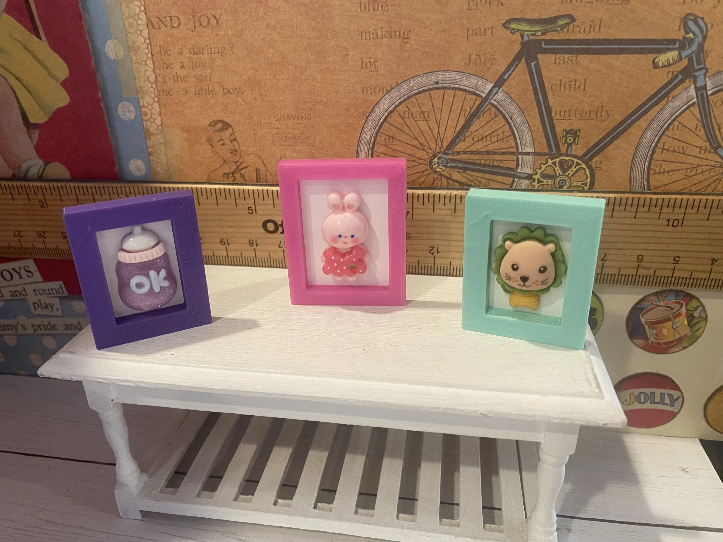 Miniature Baby Framed Art, Dollhouse Nursery Signs, 1:12