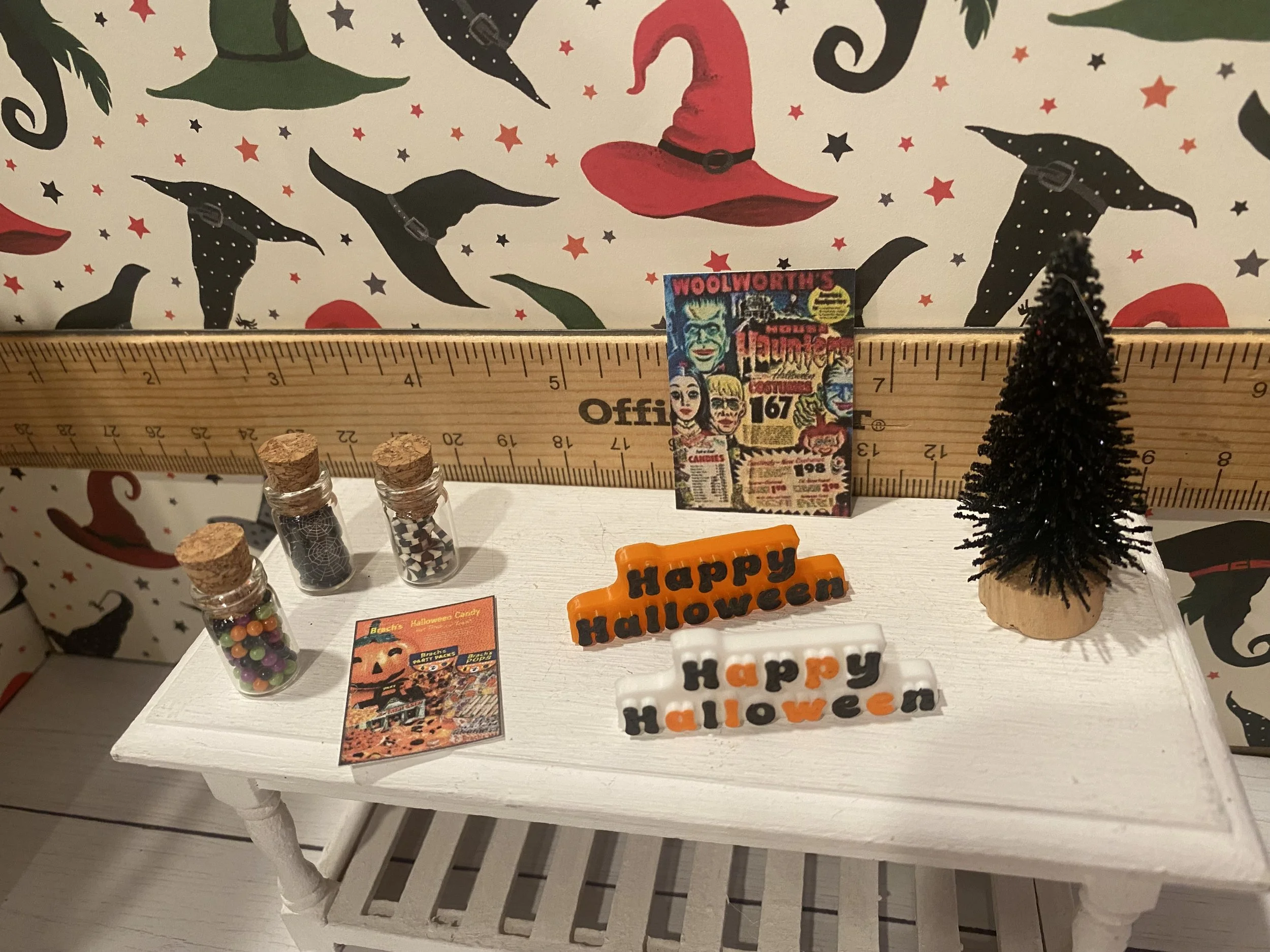 Miniature Halloween Candy Jars, Halloween Word, Black Tree, Halloween Ad, 1:12