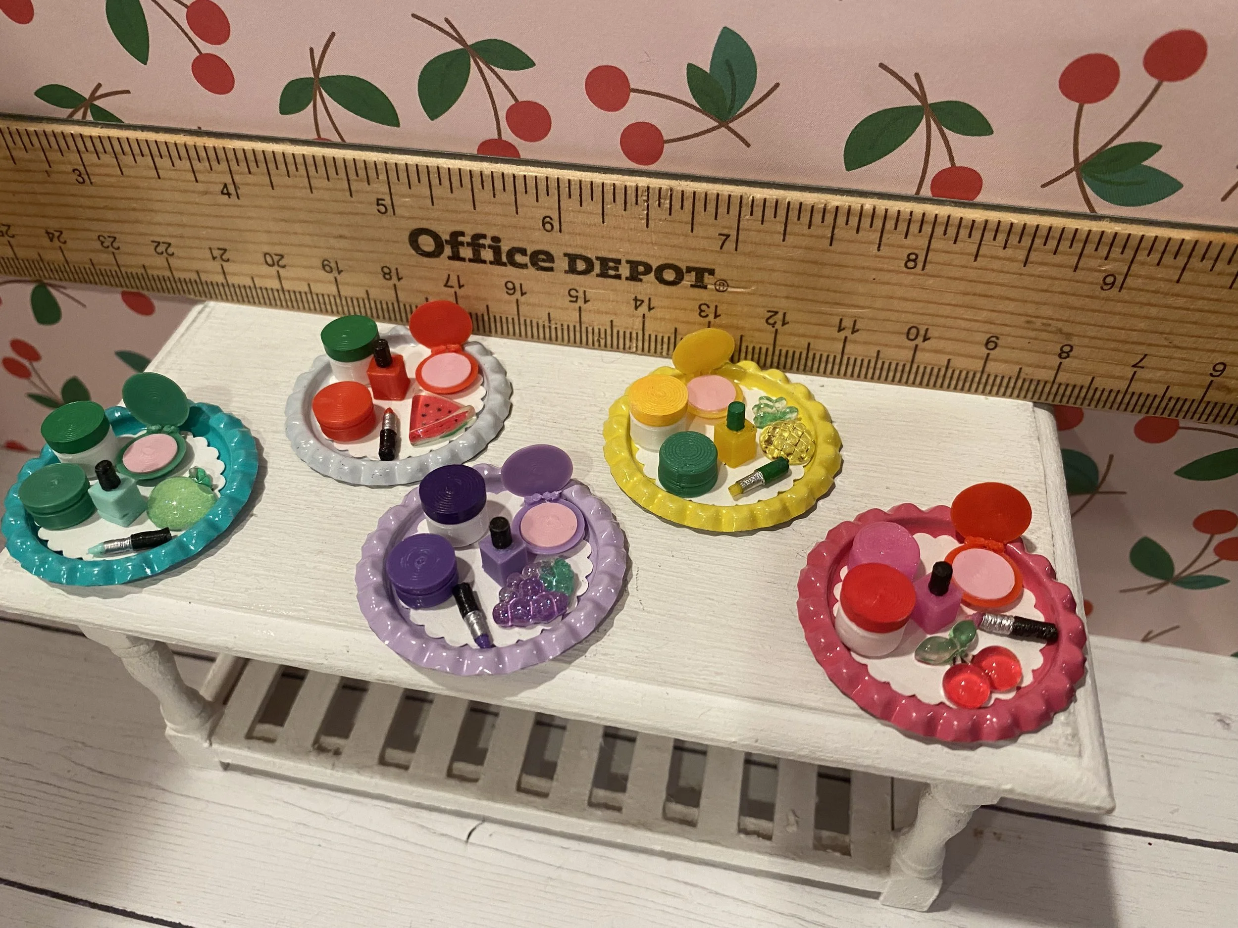 Miniature Fruit Themed Make-Up Sets, Pineapple, Grape, Sour Apple, Sweet Cherry, Watermelon, 1:12