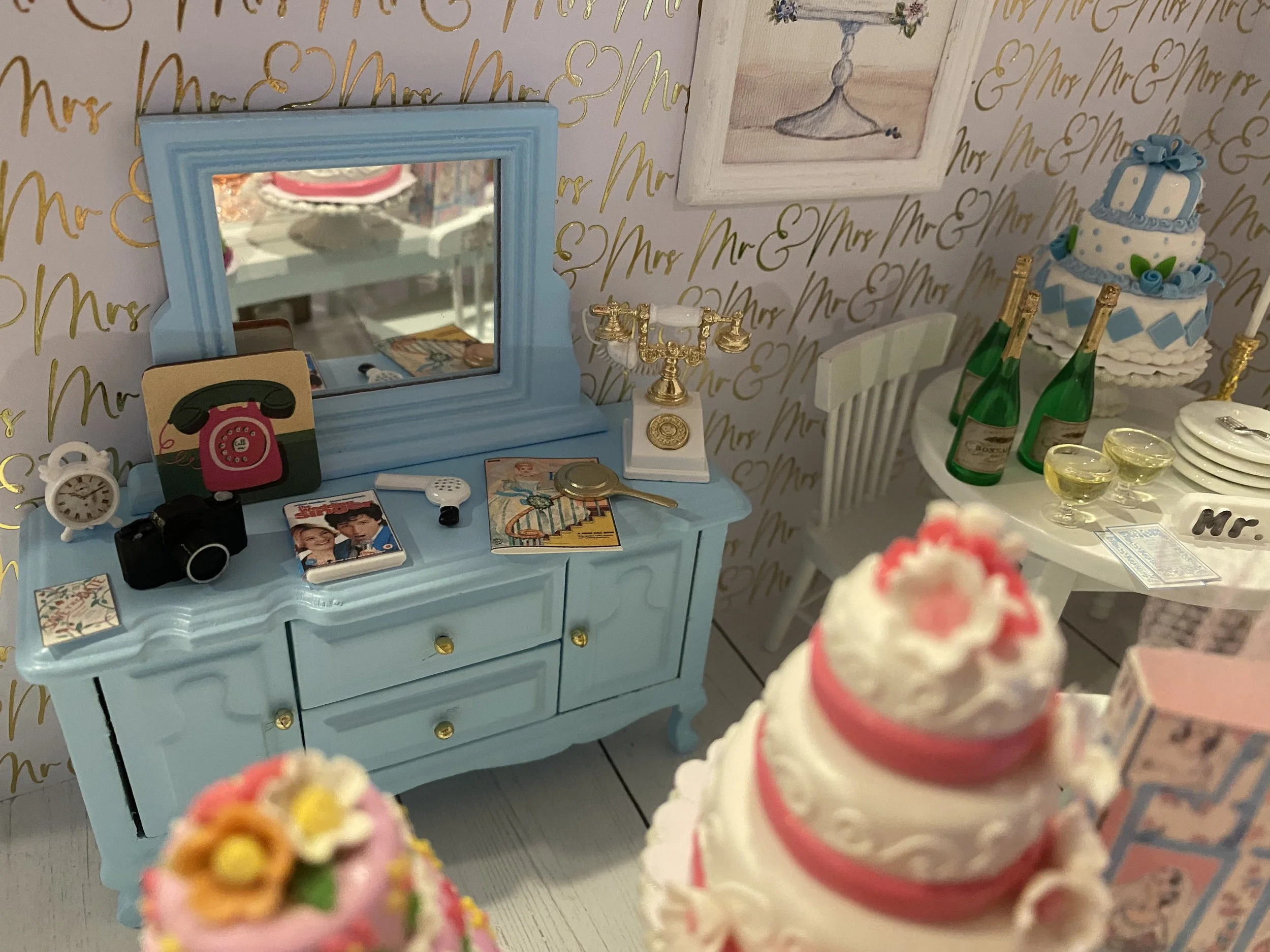 Miniature Wedding, Dollhouse Bridal Shower Accessories, Honeymoon, 1:12
