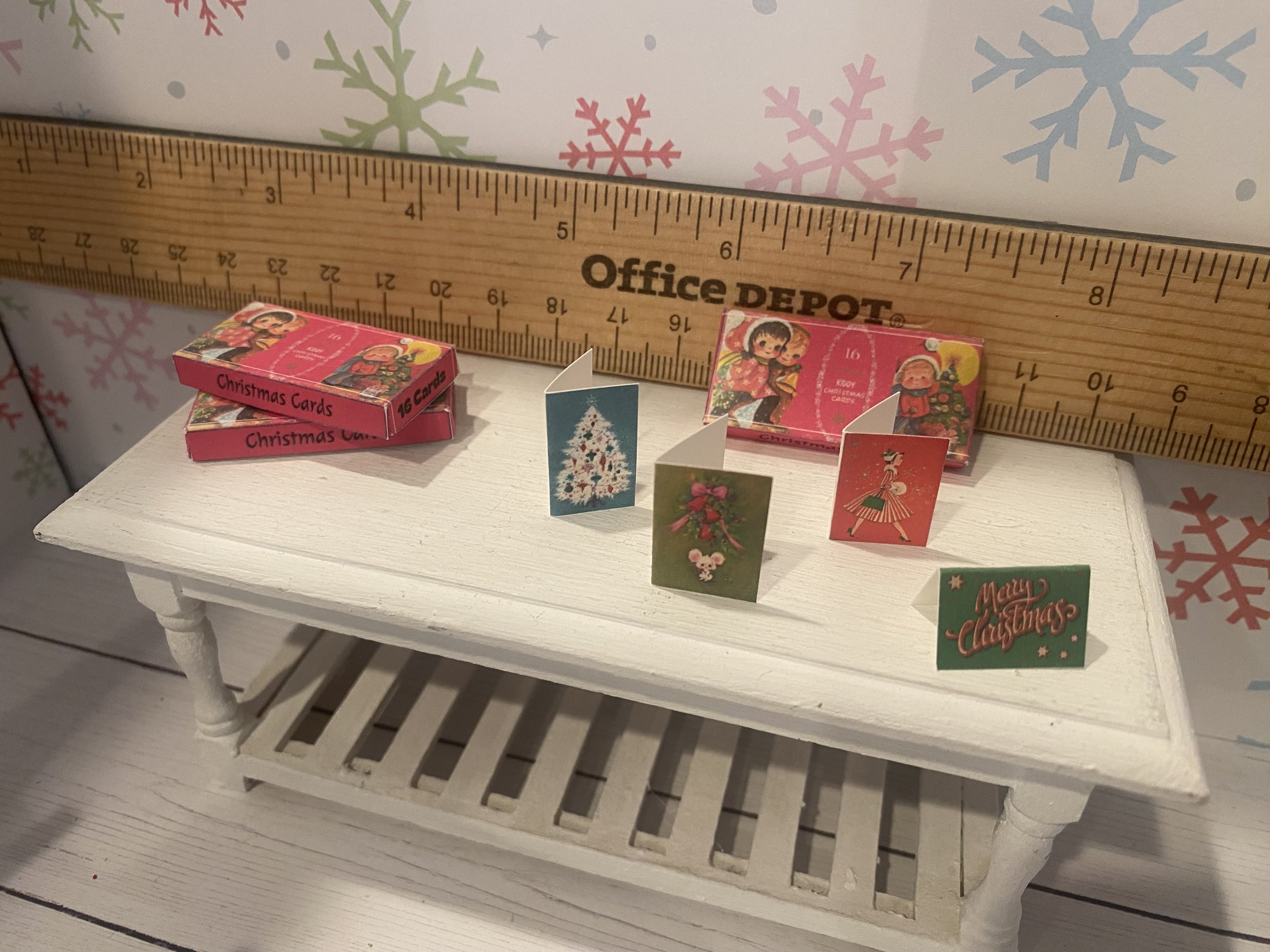 Miniature Christmas Cards, Dollhouse Holiday Cards, 1:12