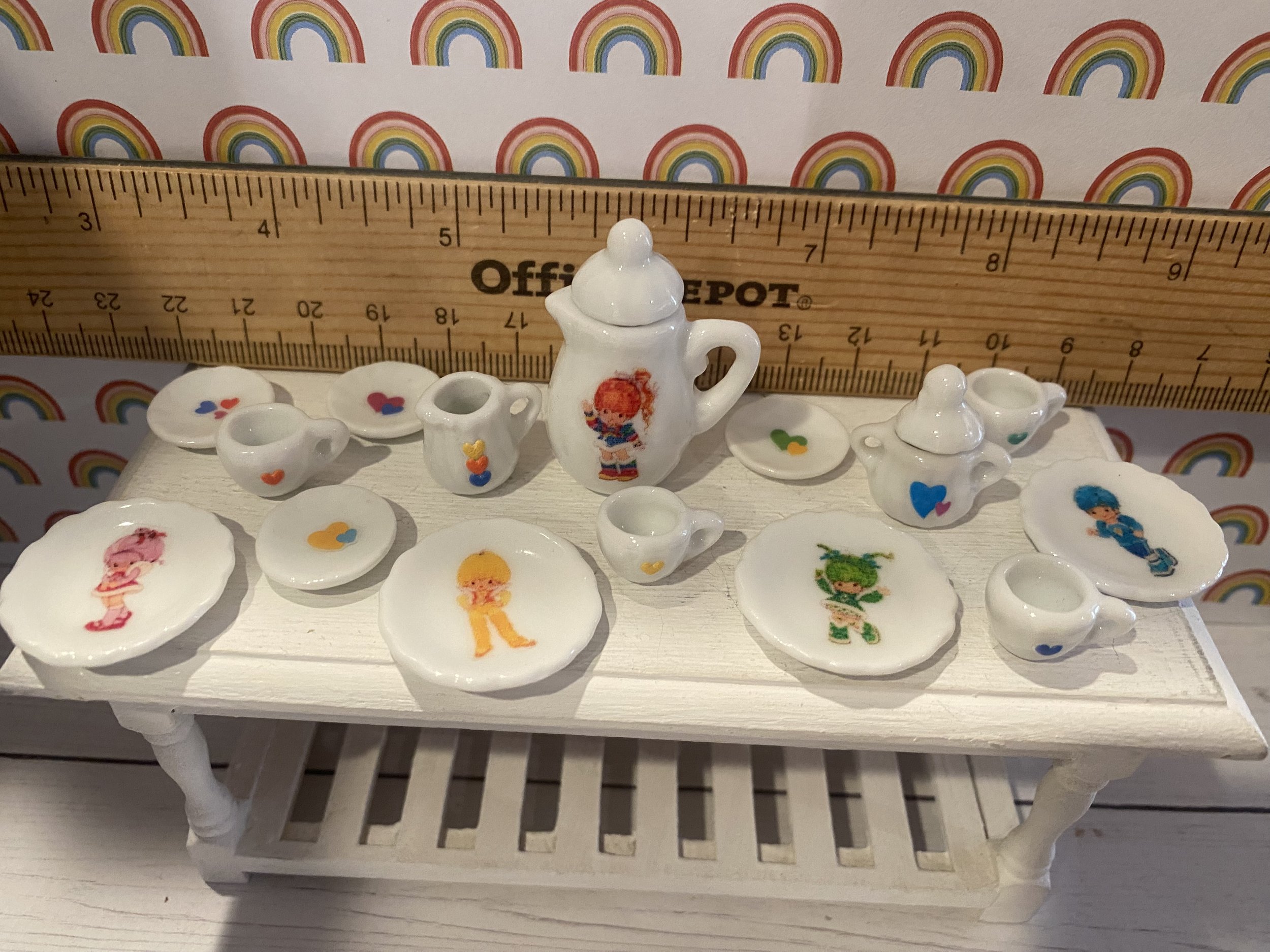Miniature Rainbow Tea Set, 1:12