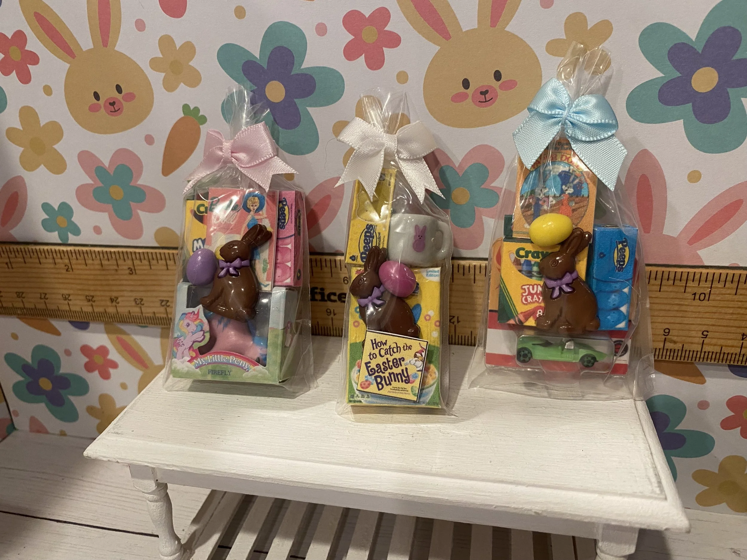 Miniature Easter Gift Packs, Toys, Chocolate Rabbit, Peeps Box, Book, Easter Egg, 1:12