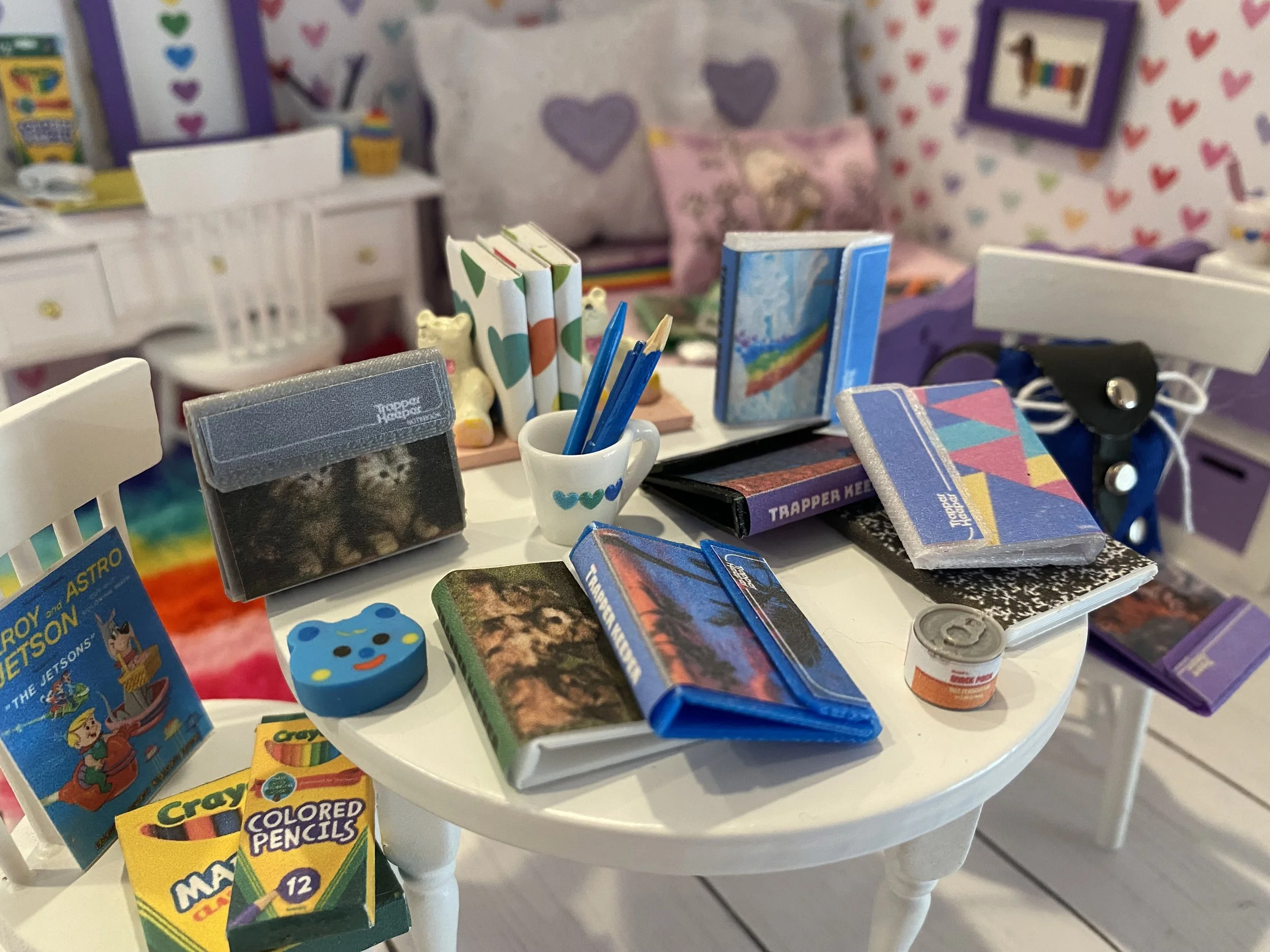 Miniature Trapper Keepers, 80's Dollhouse School Supplies, 1:12