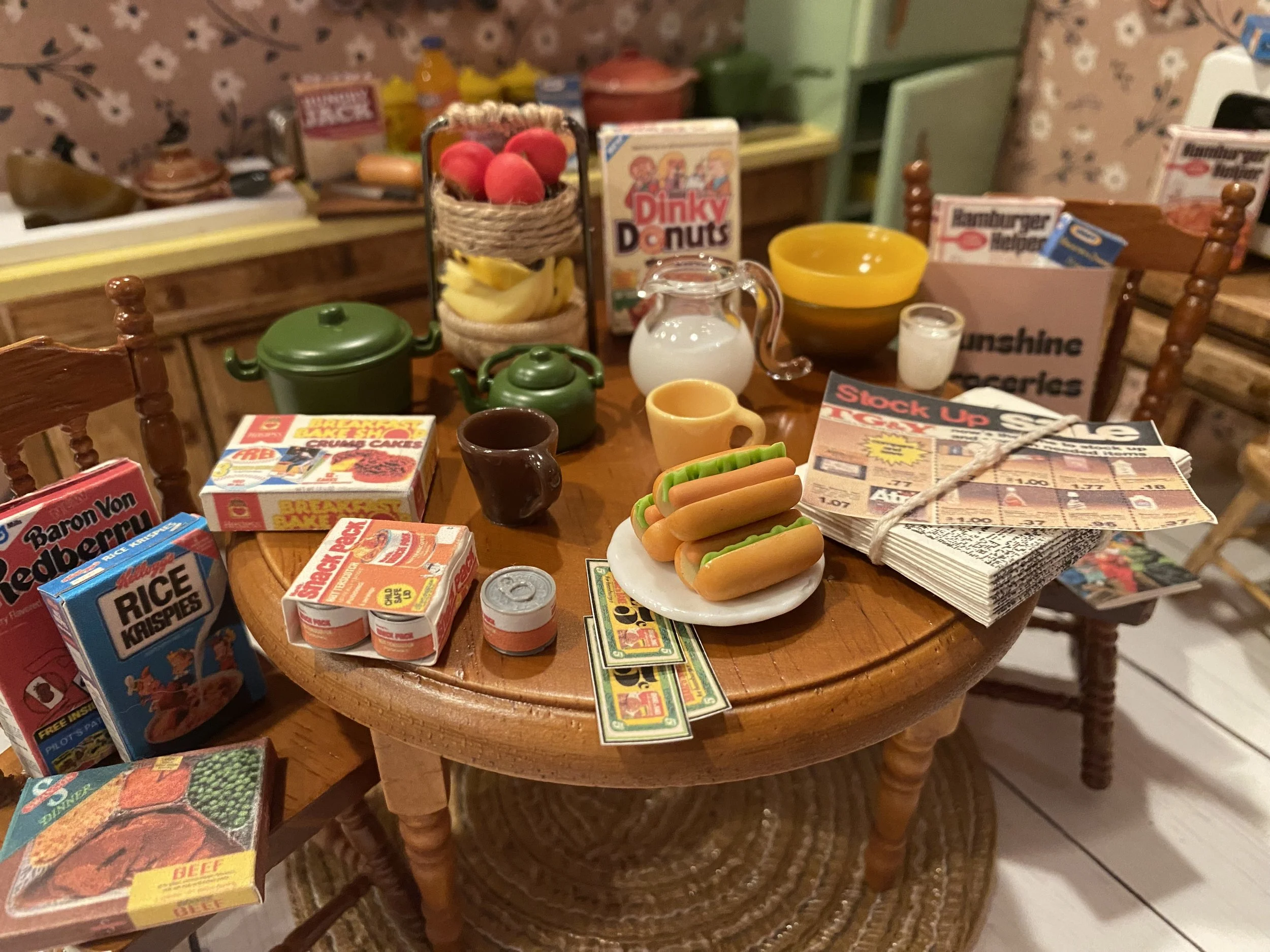 My Miniature 70's Kitchen, Dollhouse 1970 Accessories, 1:12