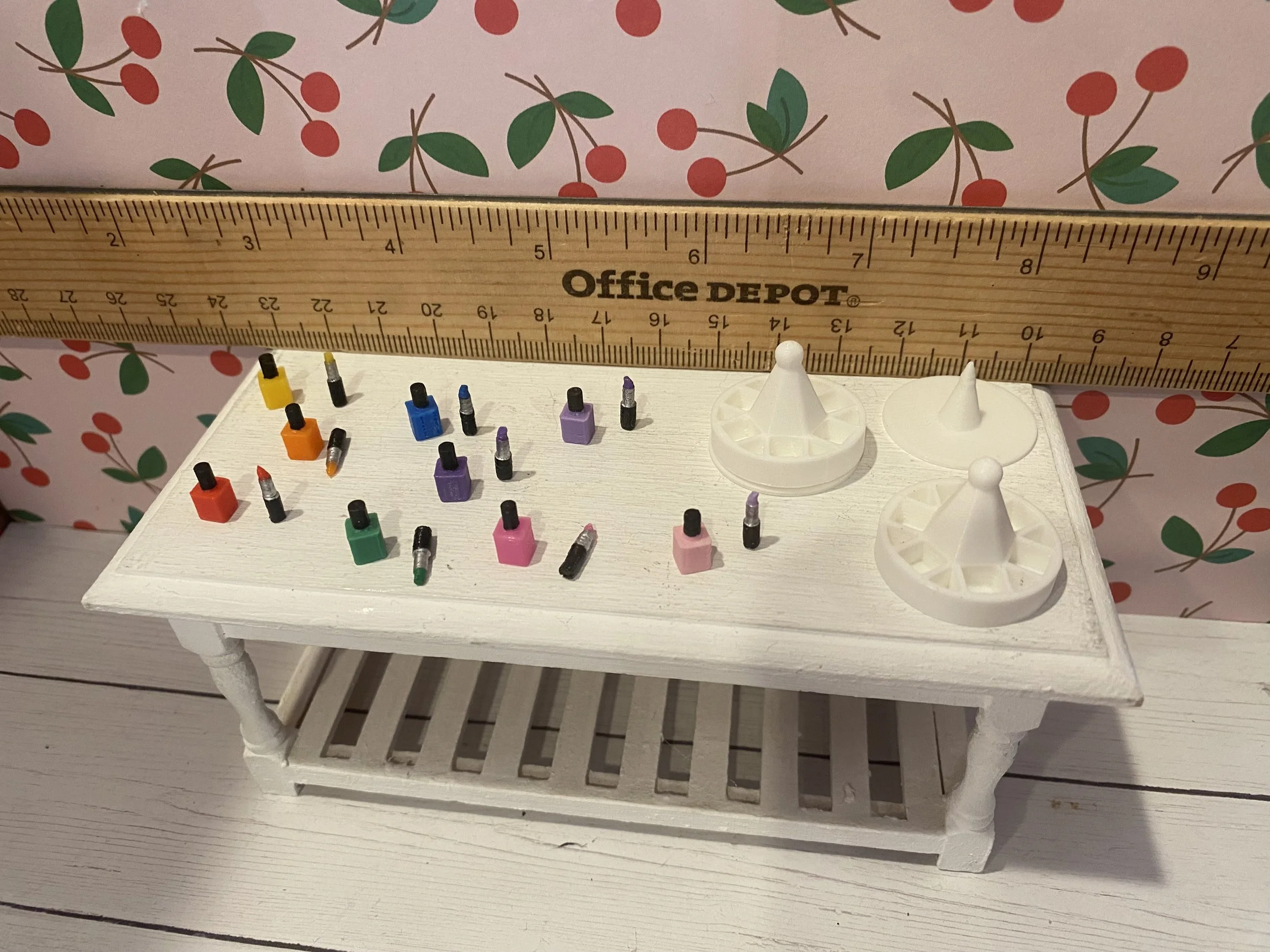 Miniature Assorted Nail Polish and Lipstick Sets, Choose a Color, Empty Spinner Caddy, 1:12