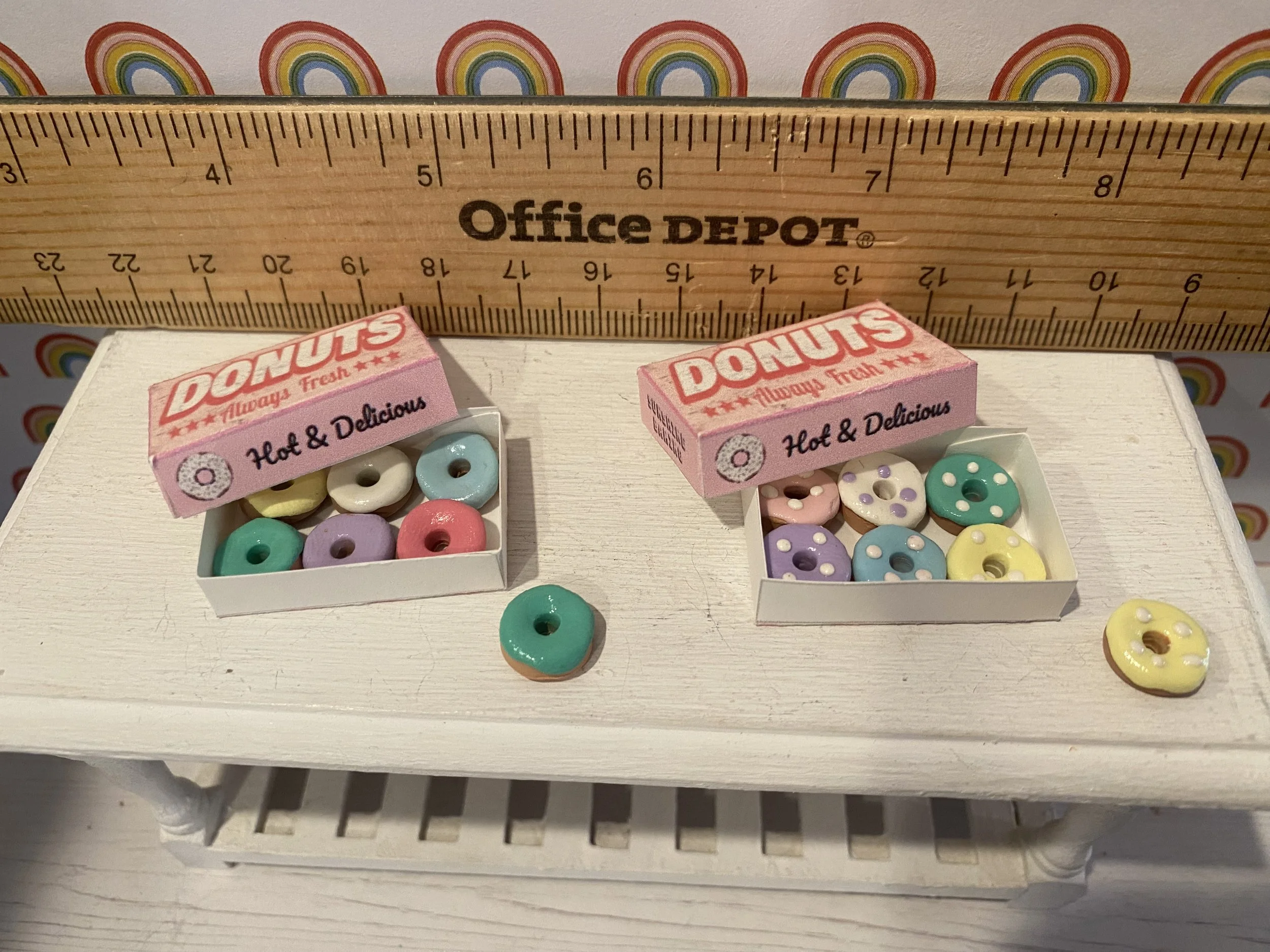 Miniature Rainbow Donuts, 1:12