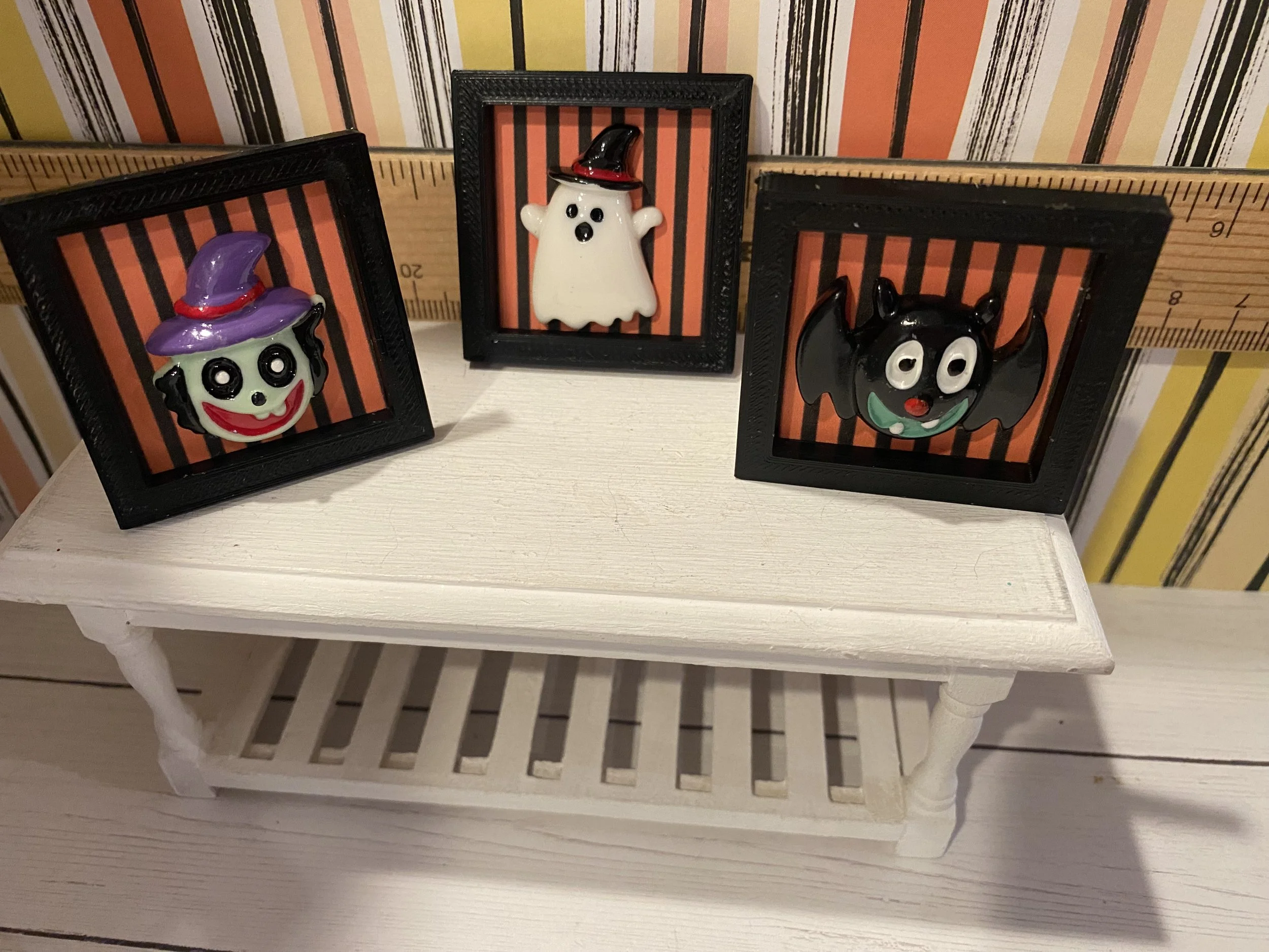 Miniature Halloween Art, Dollhouse Signs, Spooky Portraits, 1:12
