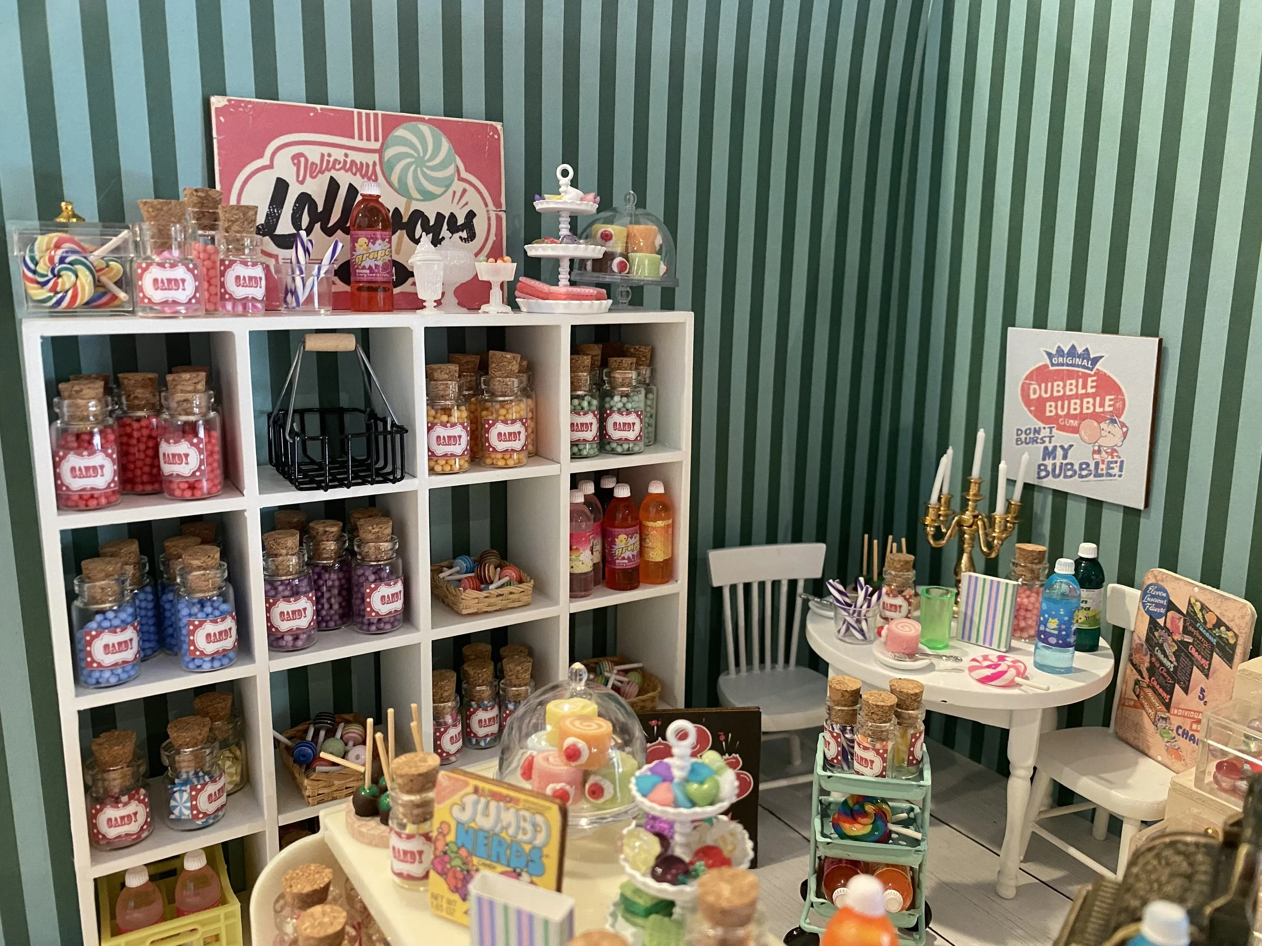 Miniature Candy Shoppe, Dollhouse Old Fashioned Candies, Sticks, Gumballs, Swirls, 1:12