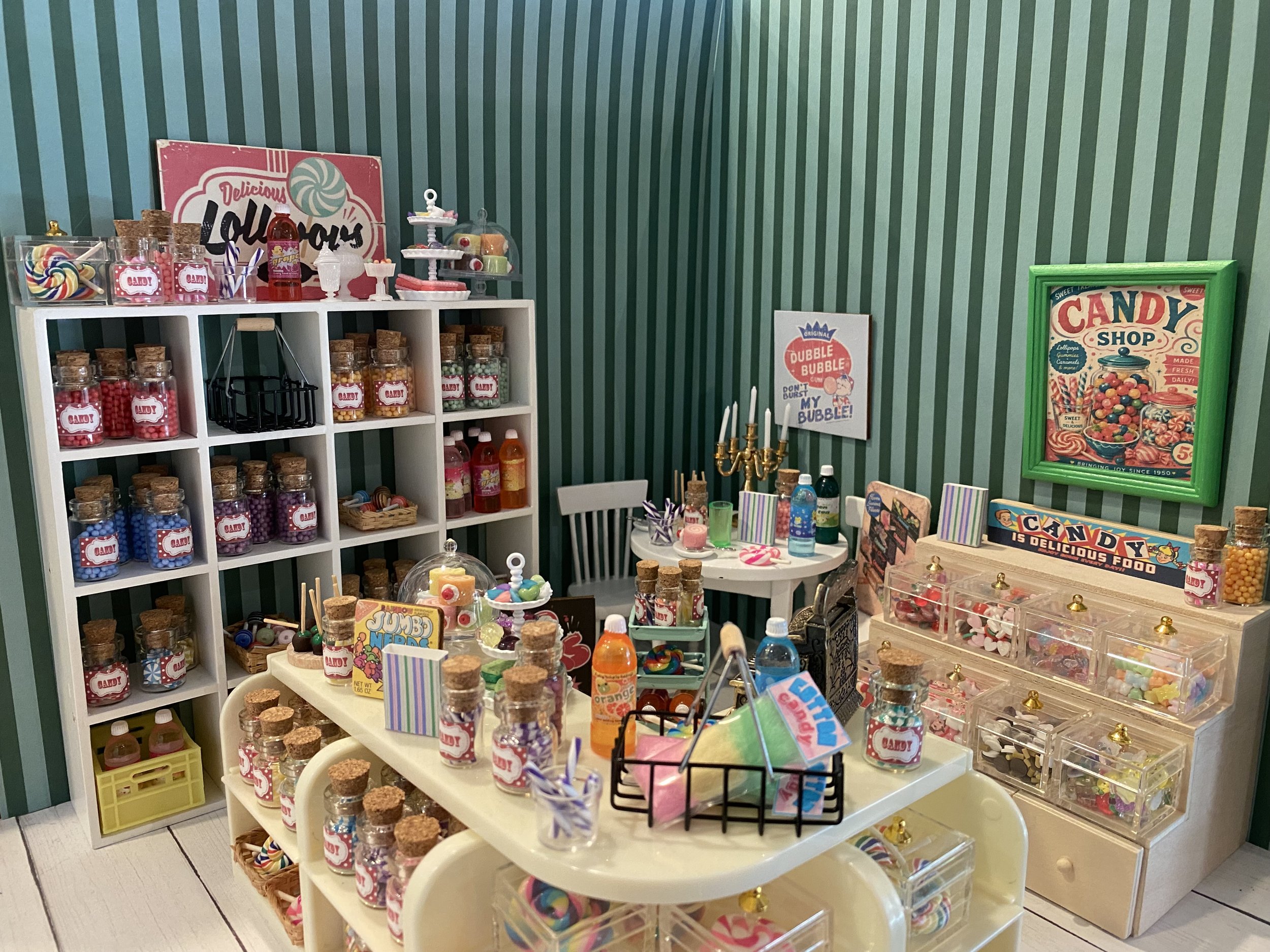 Miniature Candy Shoppe, Dollhouse Old Fashioned Candies, Sticks, Gumballs, Swirls, 1:12