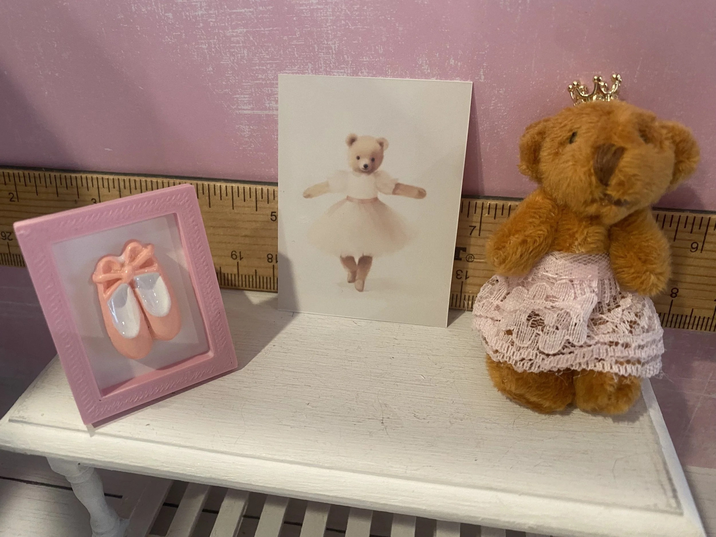 Miniature Teddy Bear Poster, Ballet 3D Art, Ballerina Teddy Bear, 1:12