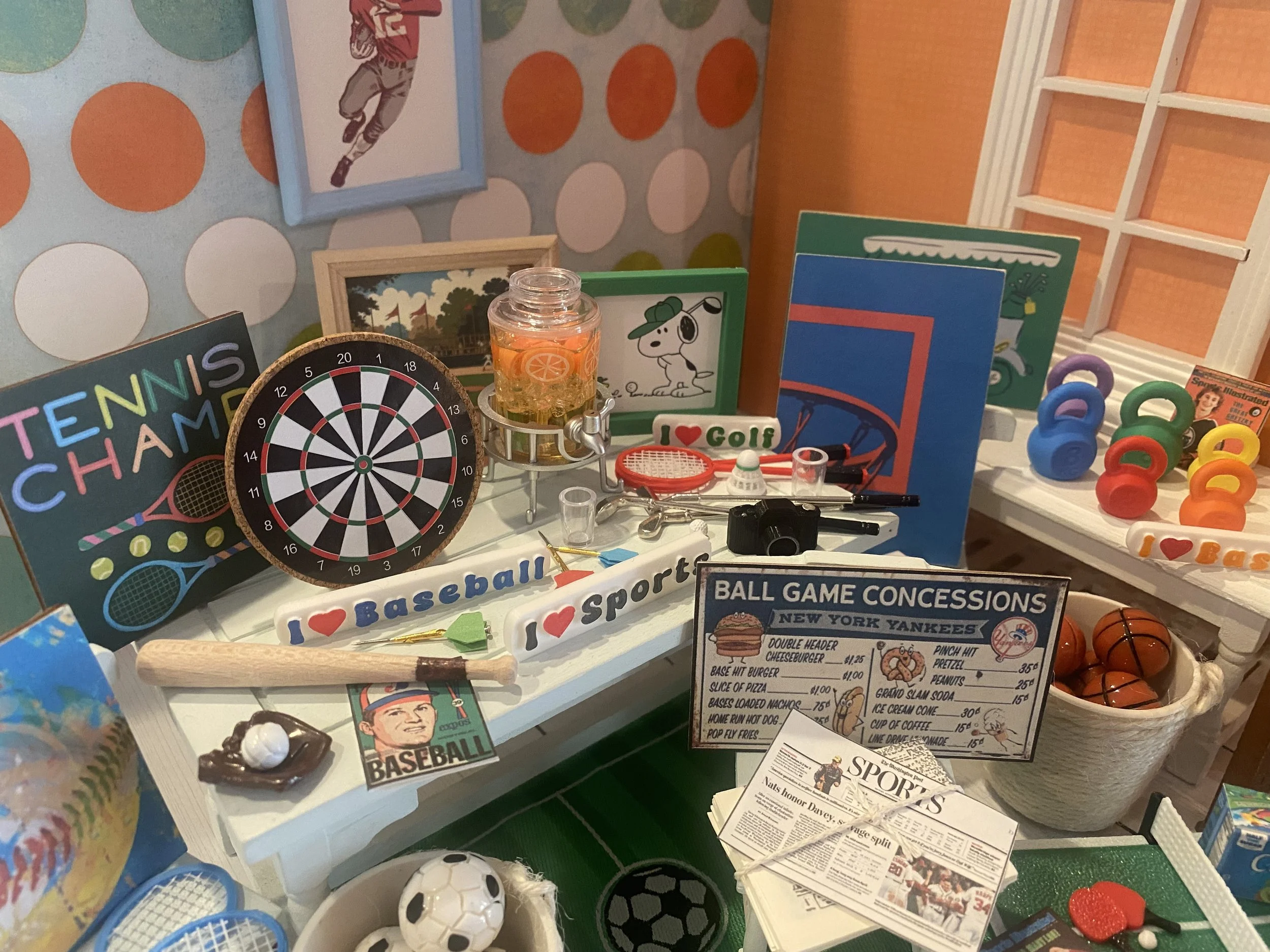 Miniature Sports, Dollhouse Athletic Equipment, 1:12