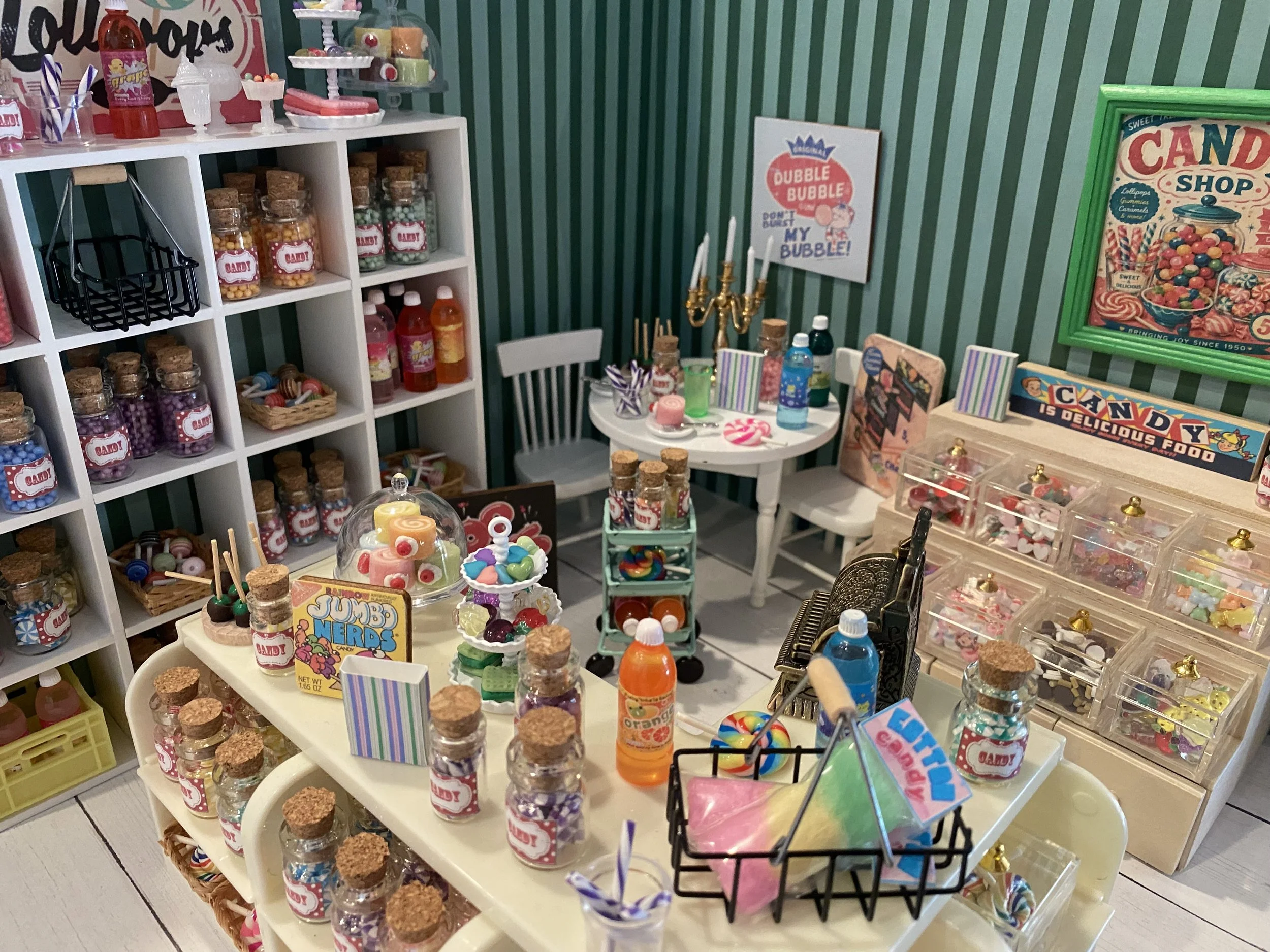 Miniature Candy Shoppe, Dollhouse Old Fashioned Candies, Sticks, Gumballs, Swirls, 1:12