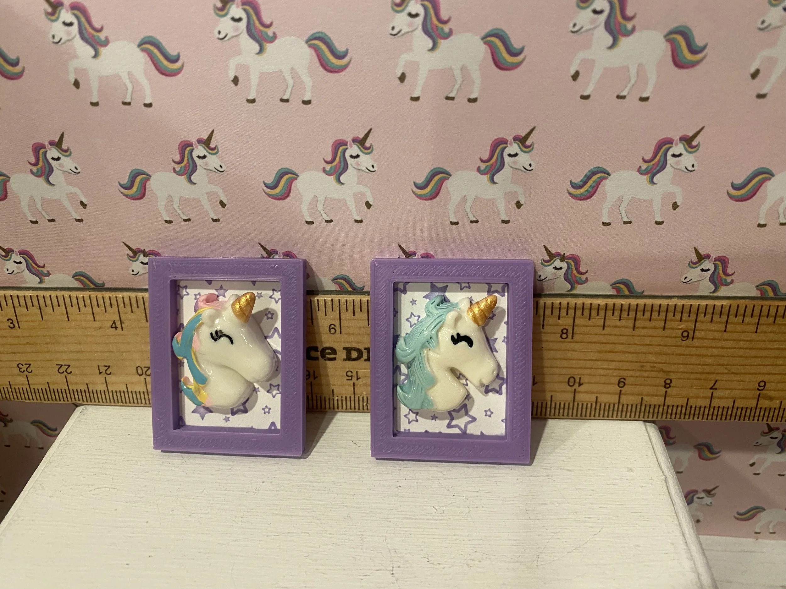 Miniature Purple Framed 3D Unicorn Art, 1:12