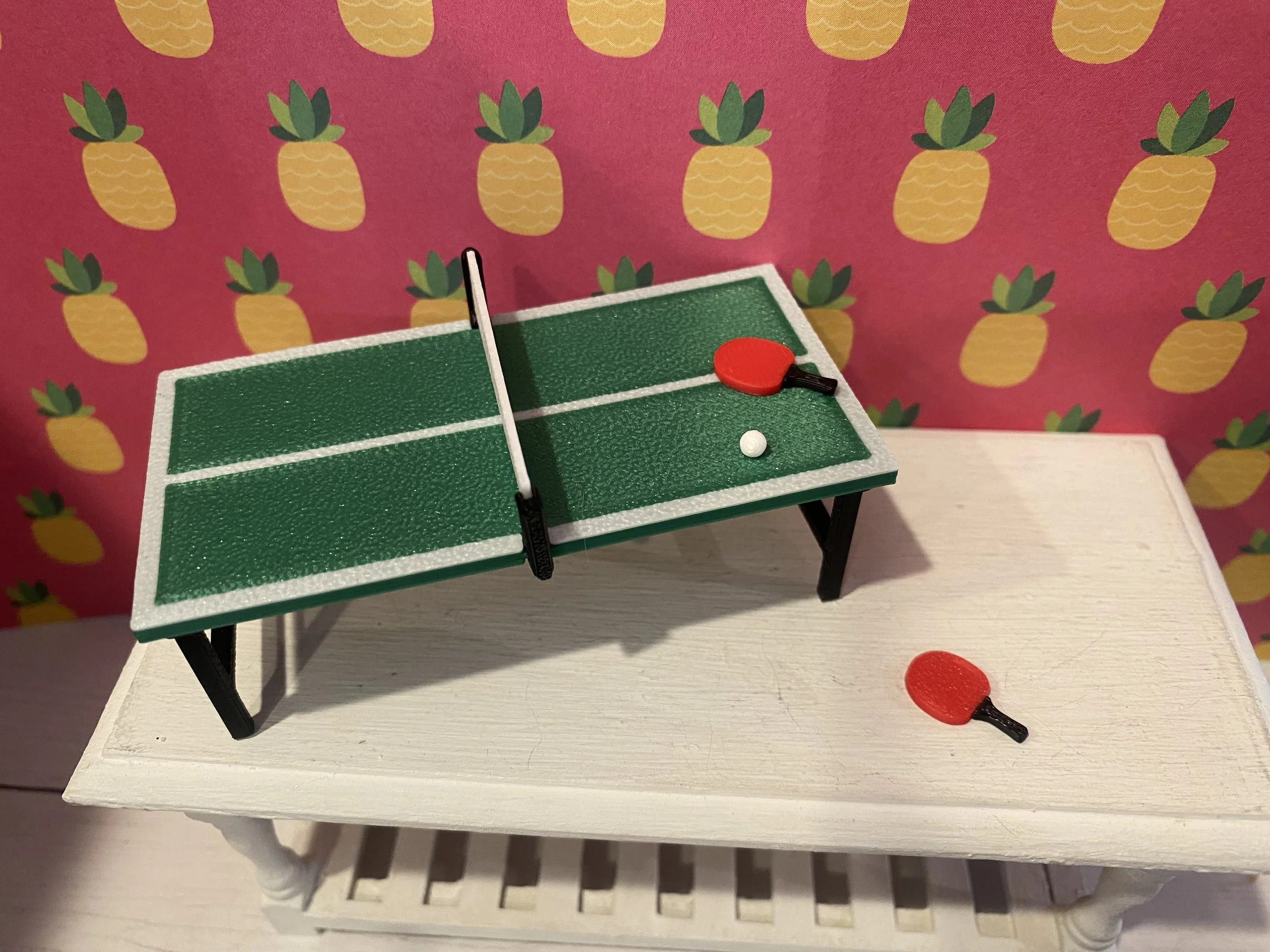 Miniature Ping Pong Table w/Paddles and Ball, 1:12
