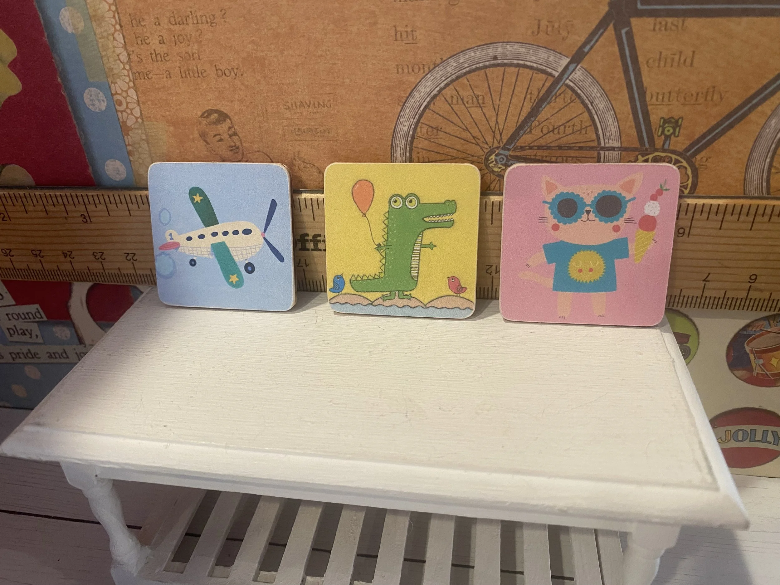 Miniature Baby Framed Art, Dollhouse Nursery Signs, 1:12