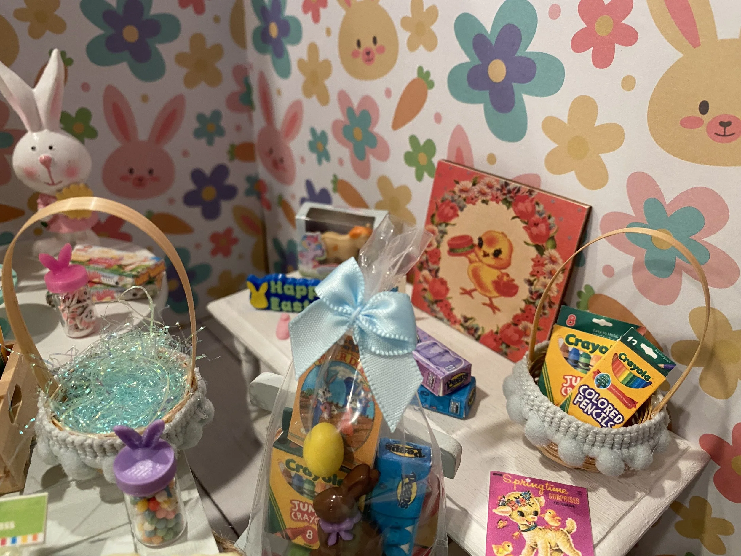 Miniature Fill-A-Basket, Custom Dollhouse Easter Baskets, 1:12
