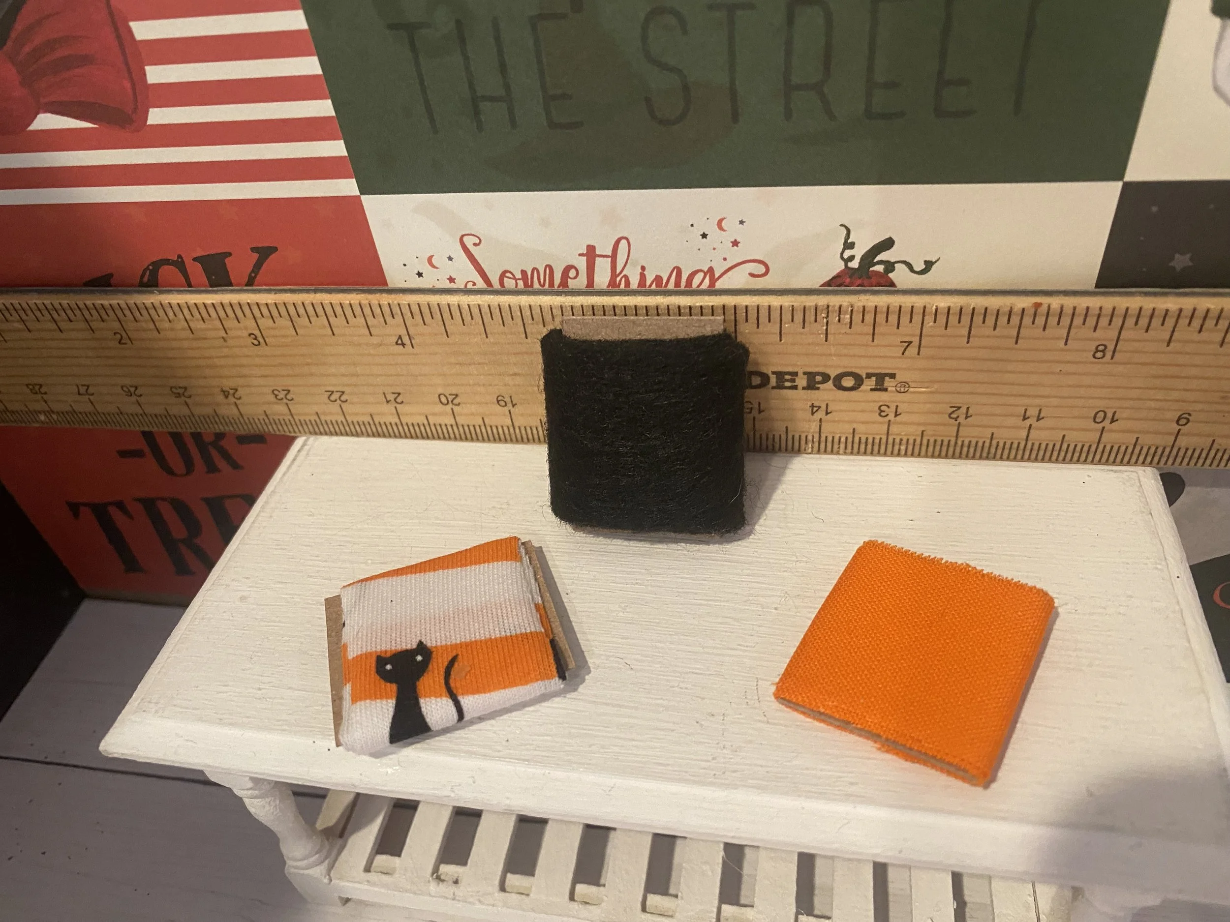 Orange, Black, Orange and White Striped Cat, Fabric Bolts, 1:12