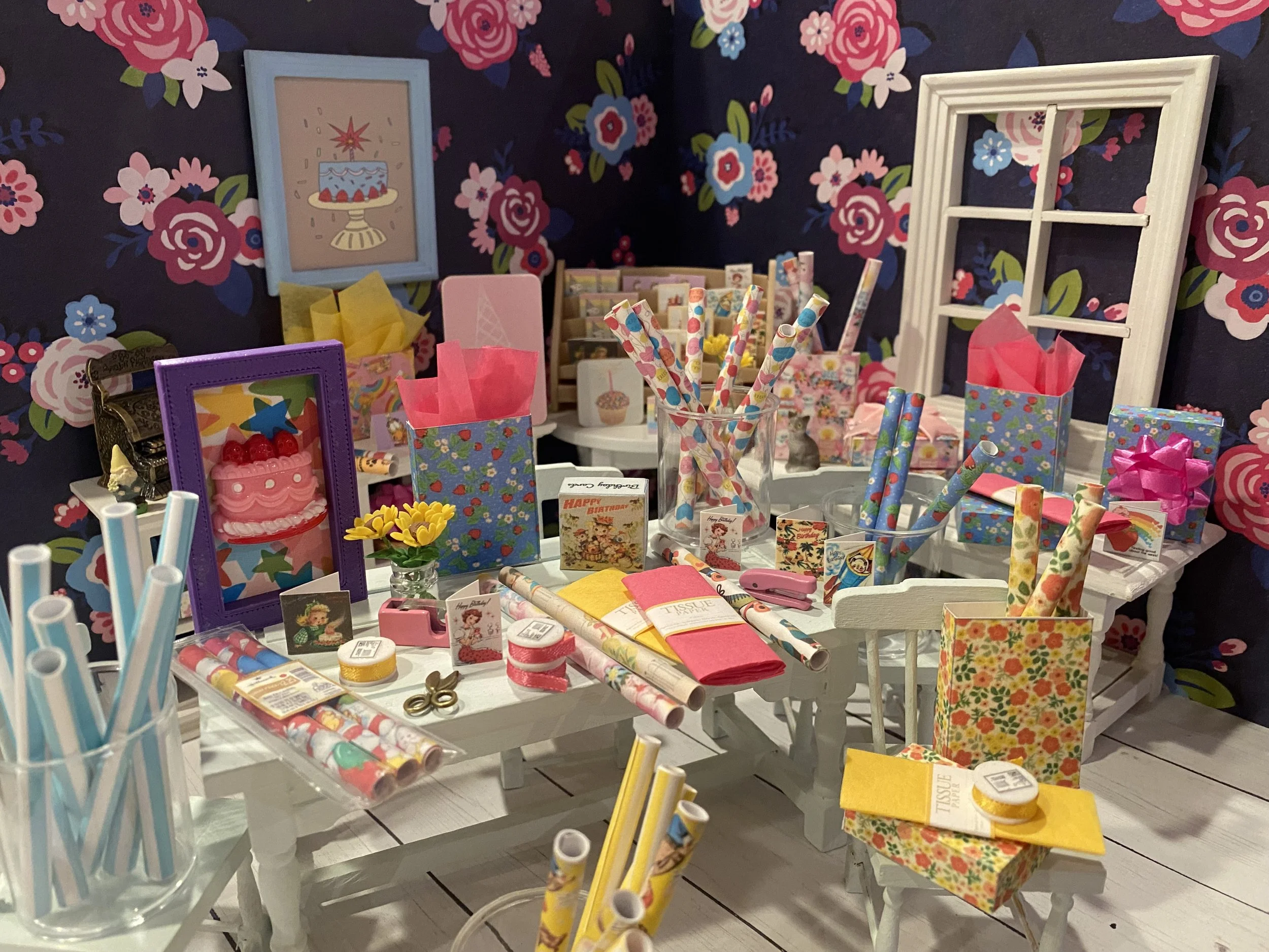 Miniature Gift Wrap & Boxes, Dollhouse Cardmart, 1:12