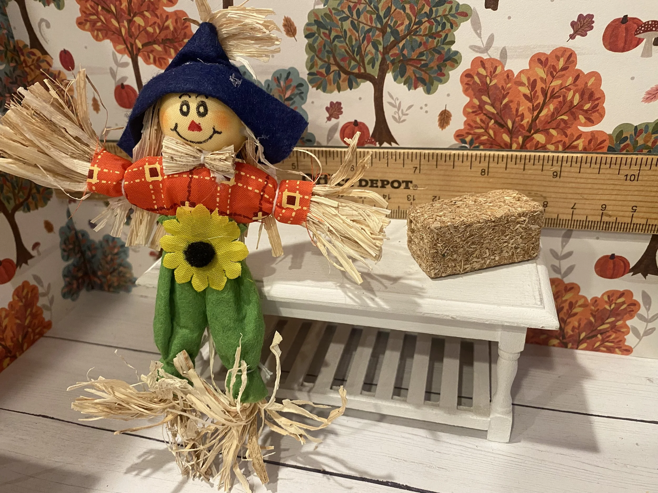 Miniature Scarecrow and Haybale, 1:12