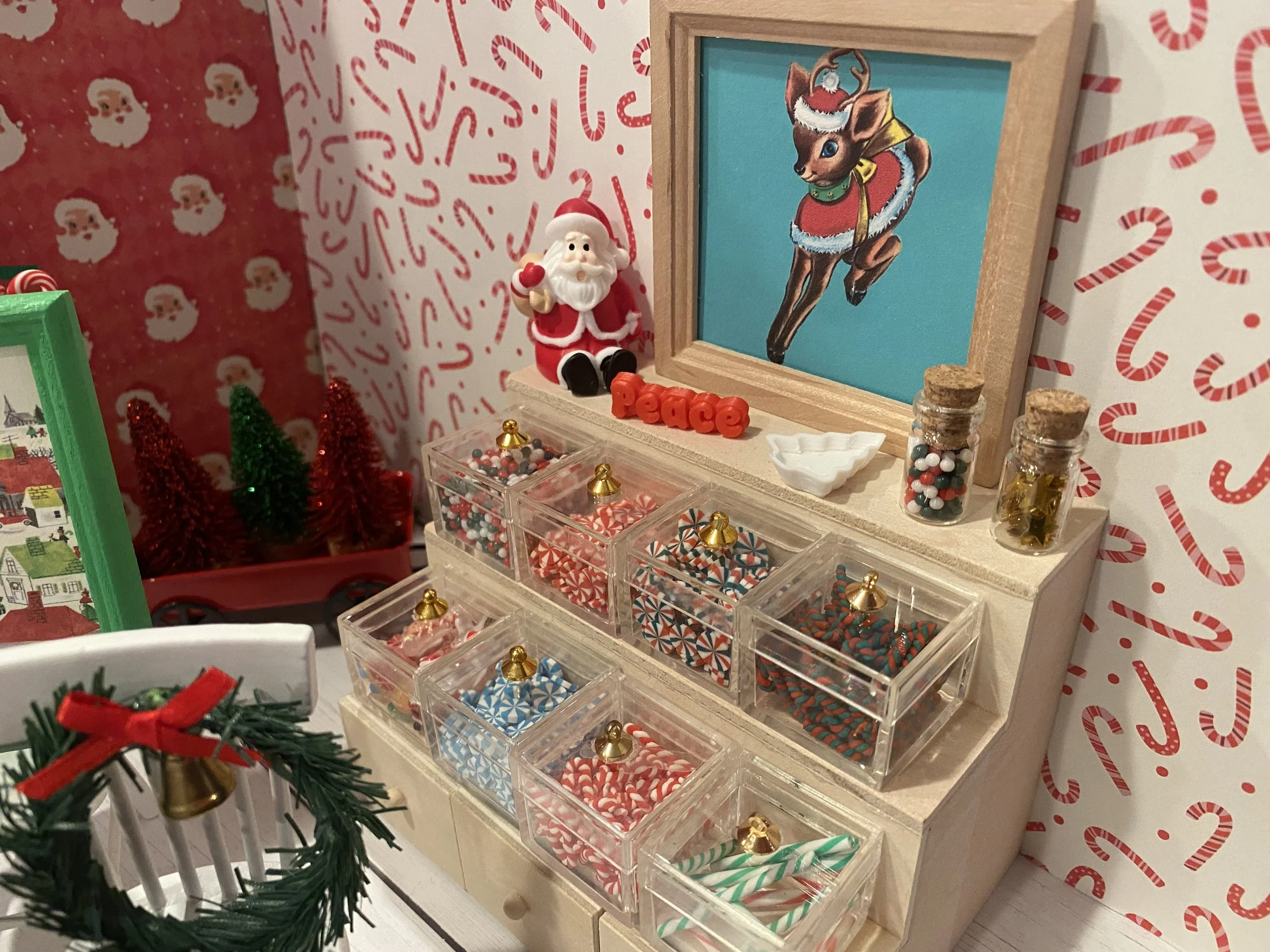 Miniature Christmas Candy Shoppe, Dollhouse Old Fashioned Candies, 1:12