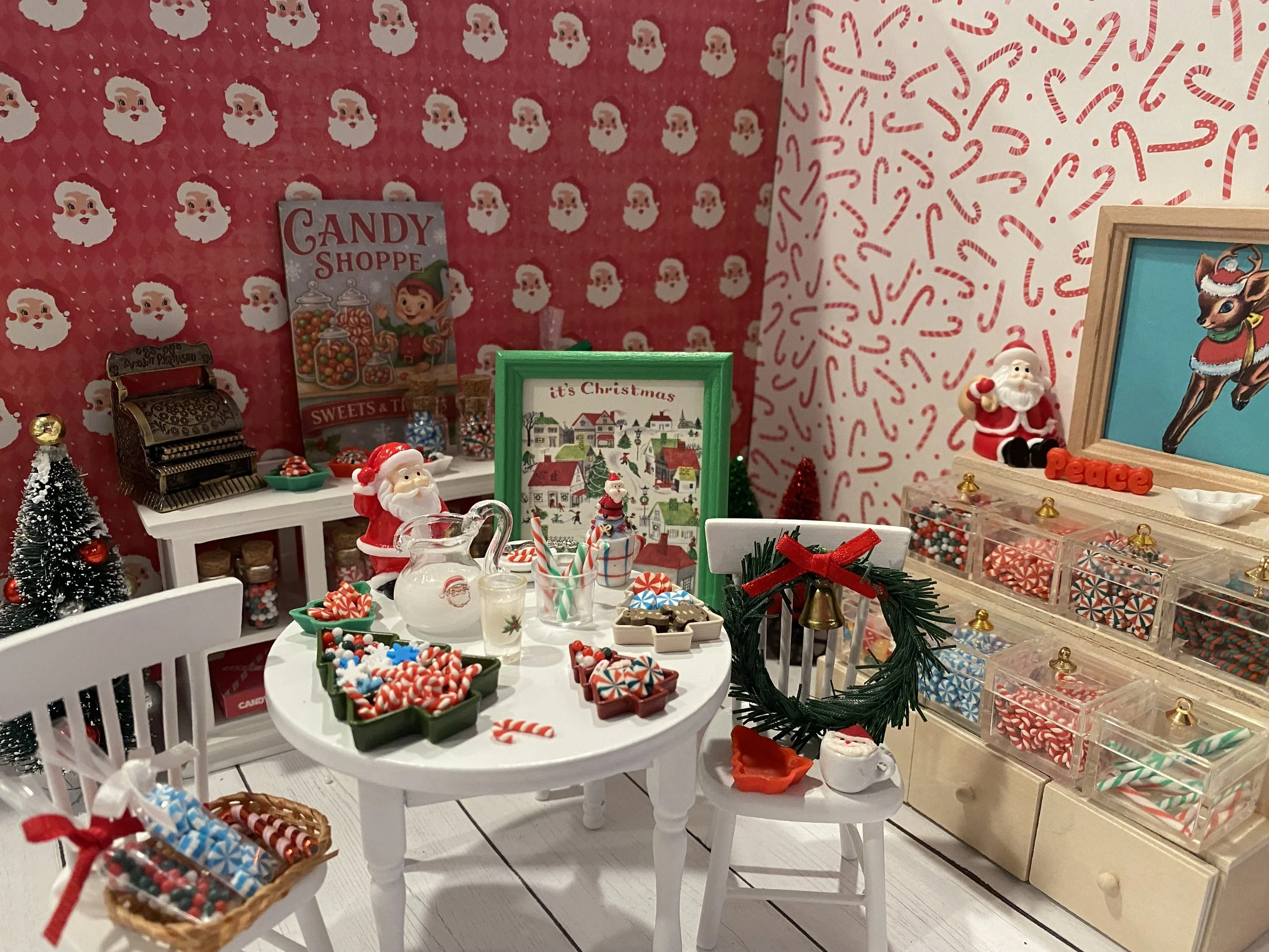 Miniature Christmas Candy Shoppe, Dollhouse Old Fashioned Candies, 1:12