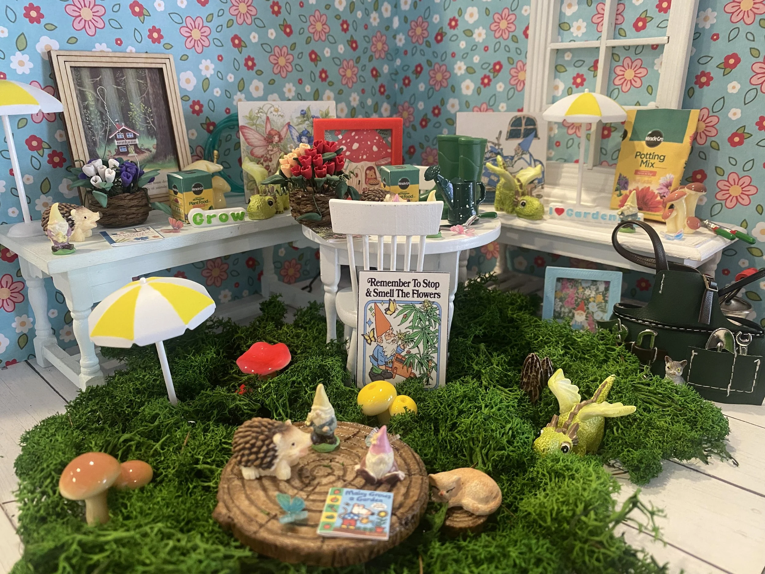 Fern's Miniature Rock Garden, Dollhouse Gnome Garden Decor, 1:12