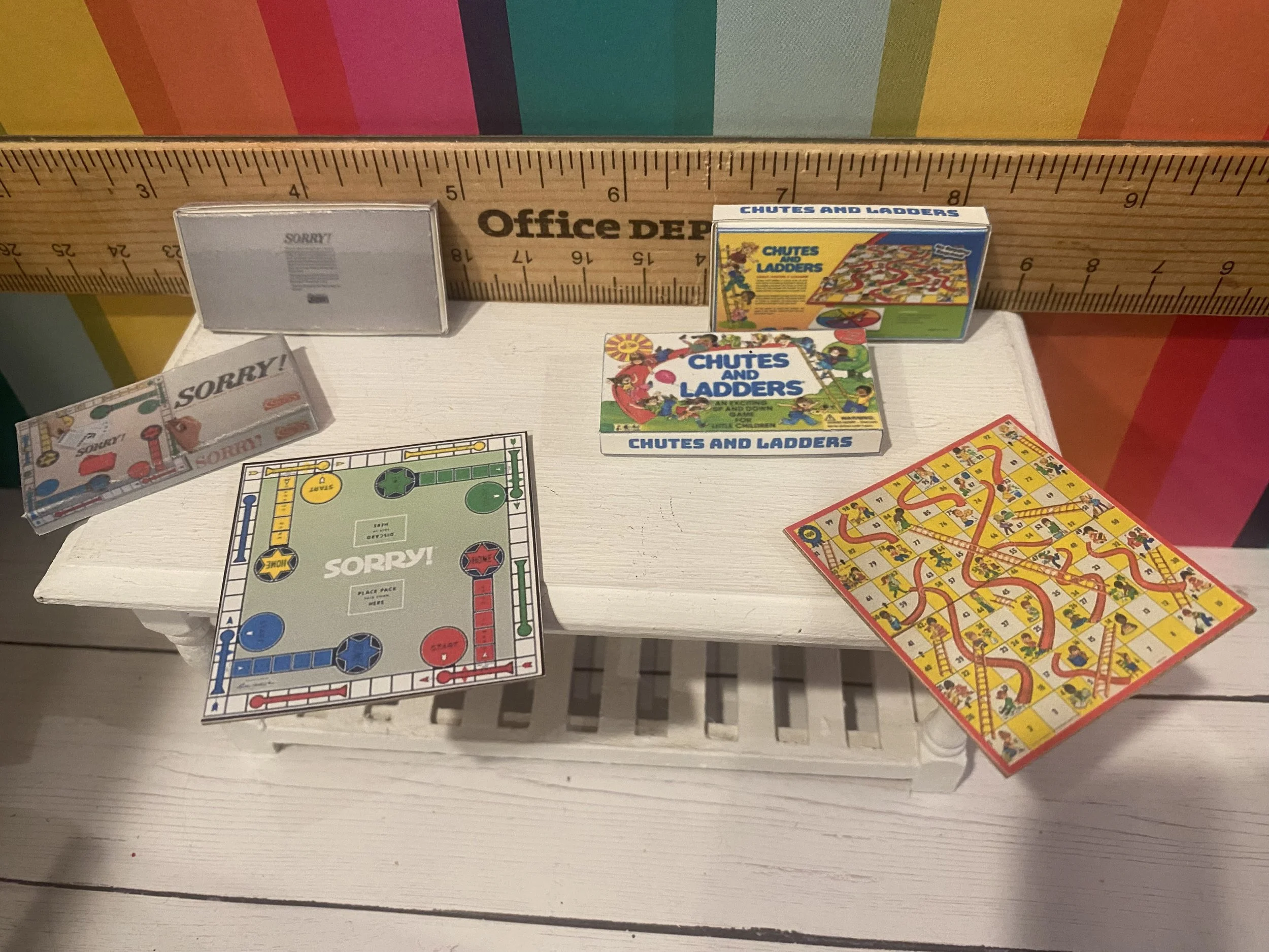 Miniature Sorry Game Box w/Board, Chutes and Ladders Game Box w/Board, 1:12