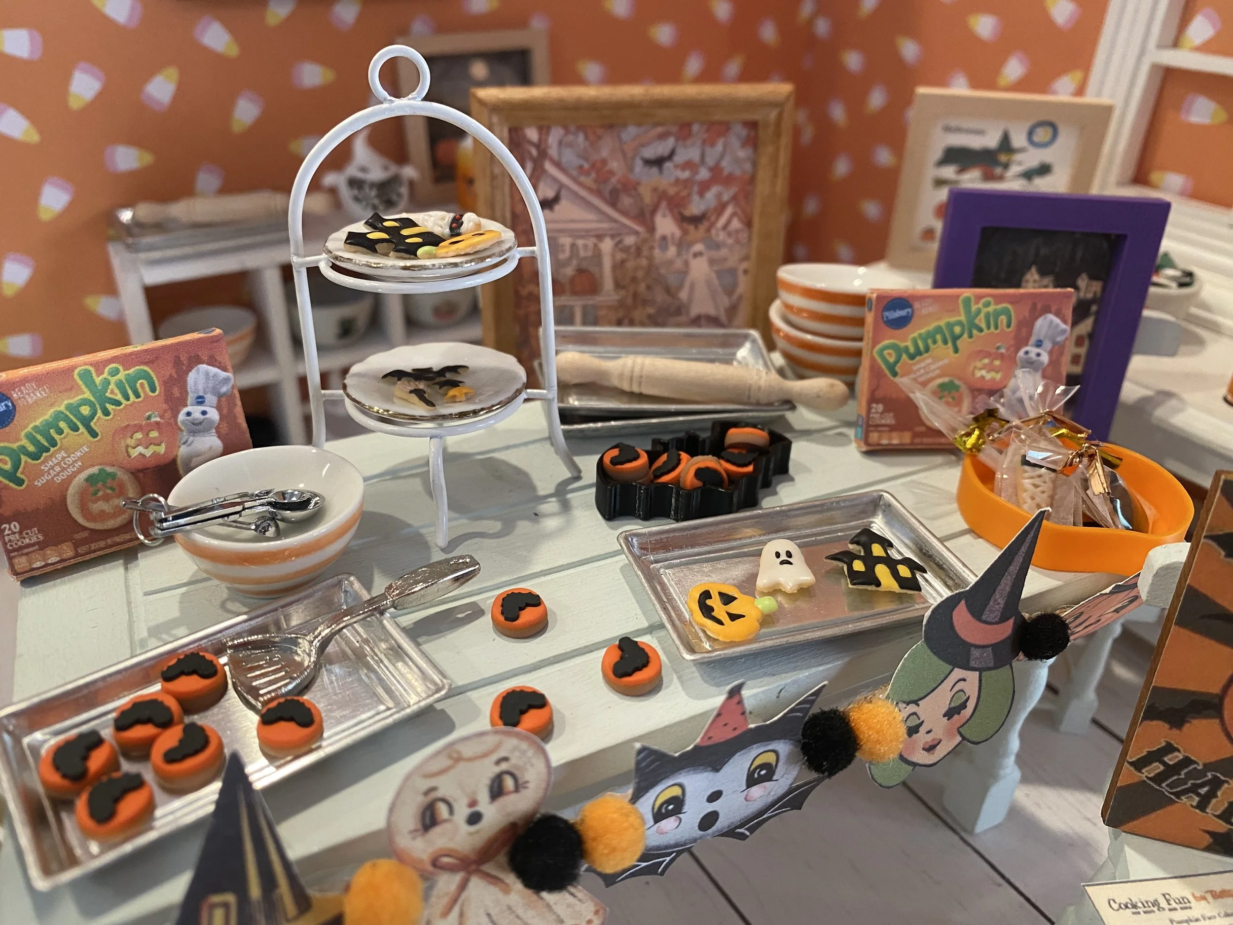 Miniature Halloween Cookies, Dough Box, Baking Supplies, 1:12