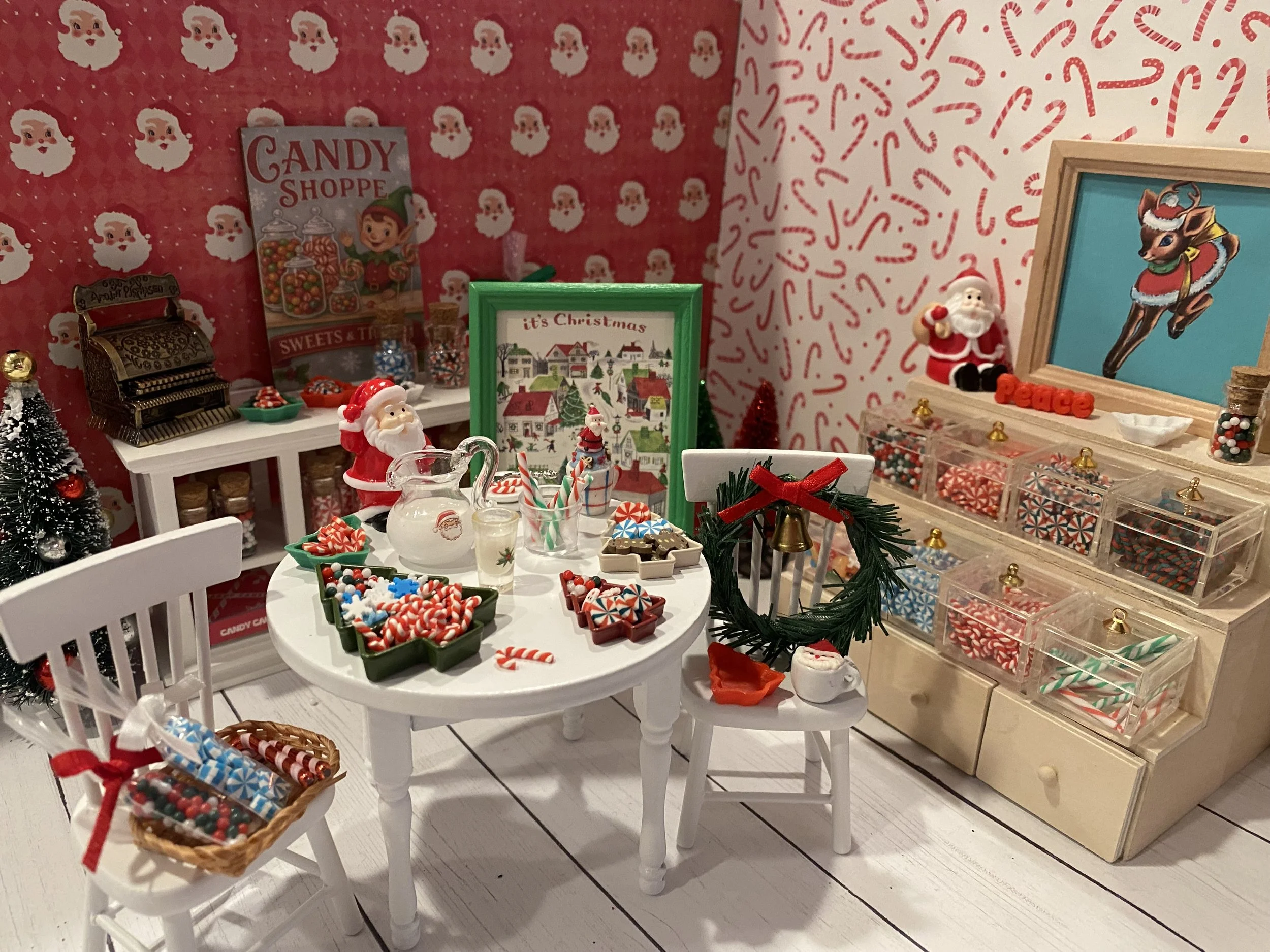 Miniature Christmas Candy Shoppe, Dollhouse Old Fashioned Candies, 1:12