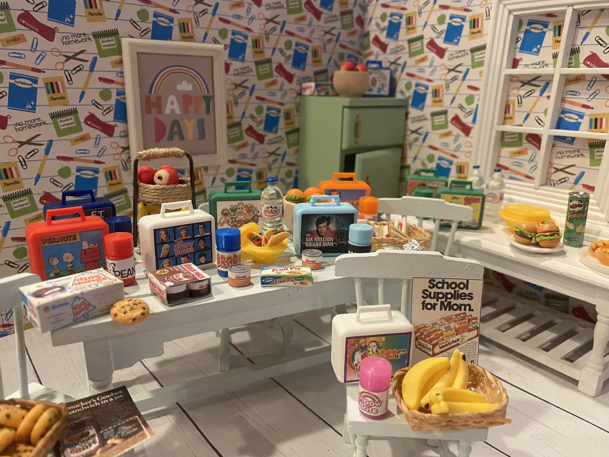 Miniature Lunch Boxes, Dollhouse 80's Lunches, Pick-A-Box & Pack-A-Lunch, 1:12