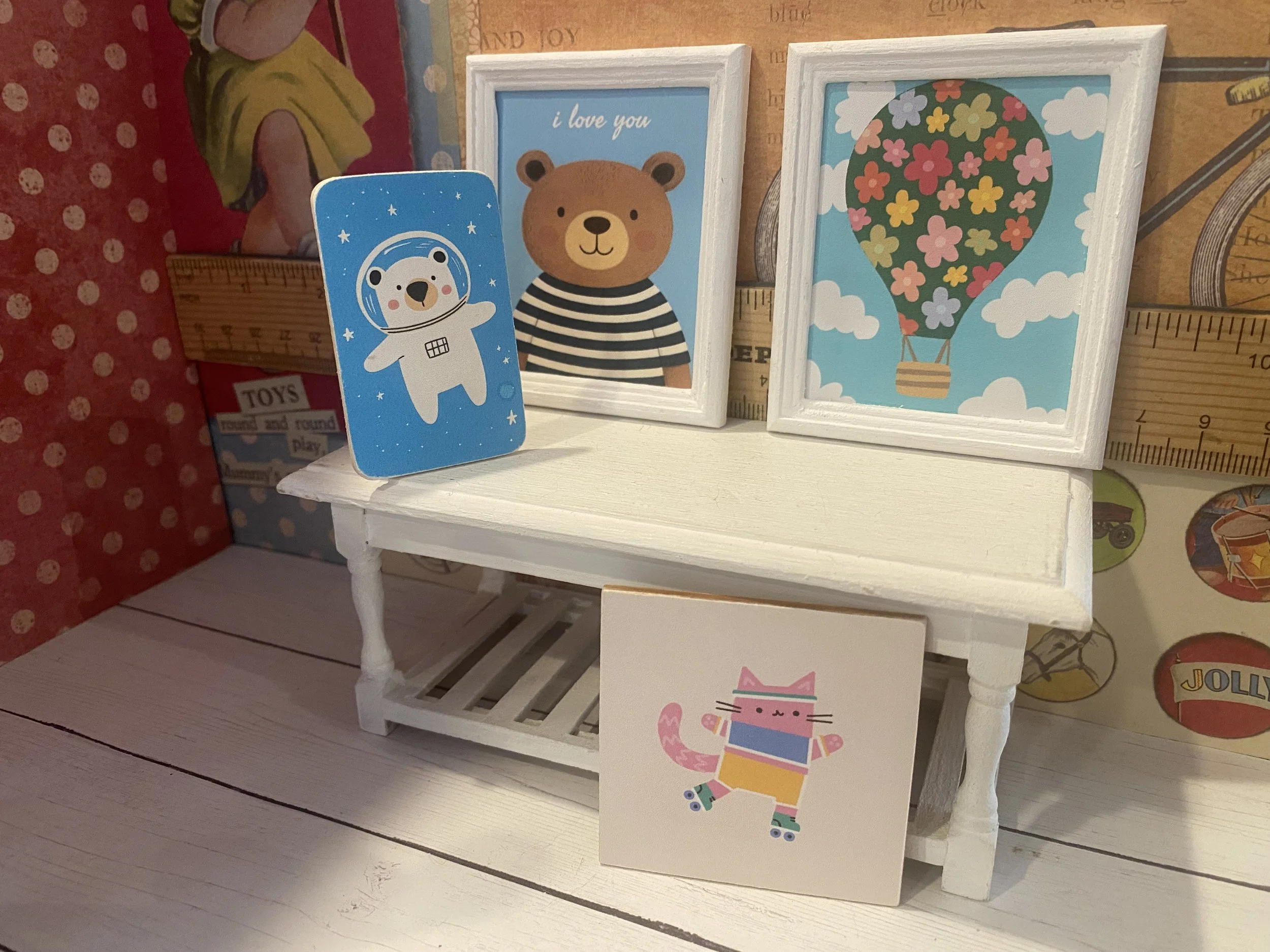 Miniature Baby Framed Art, Dollhouse Nursery Signs, 1:12