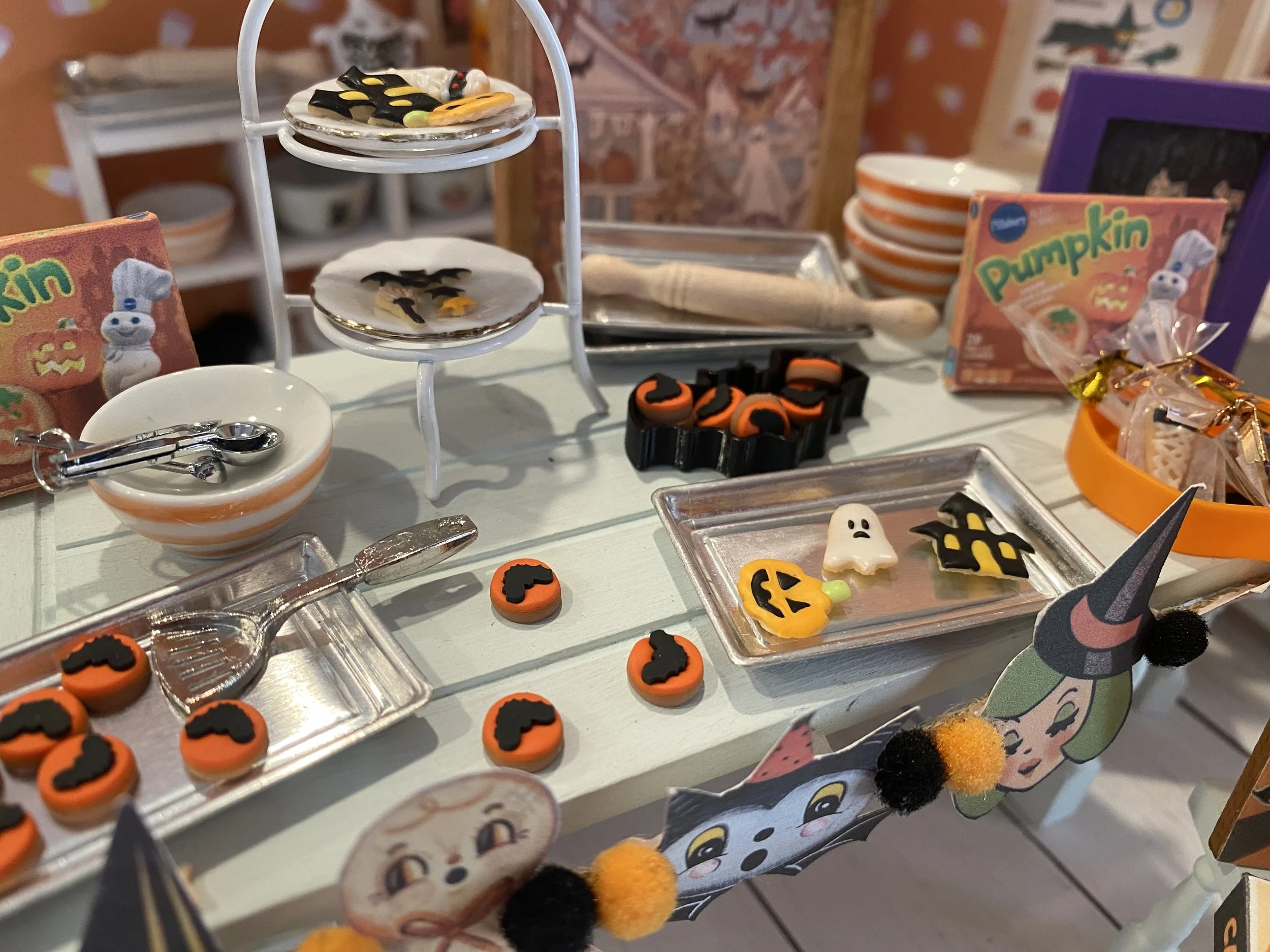 Miniature Halloween Cookies, Dough Box, Baking Supplies, 1:12