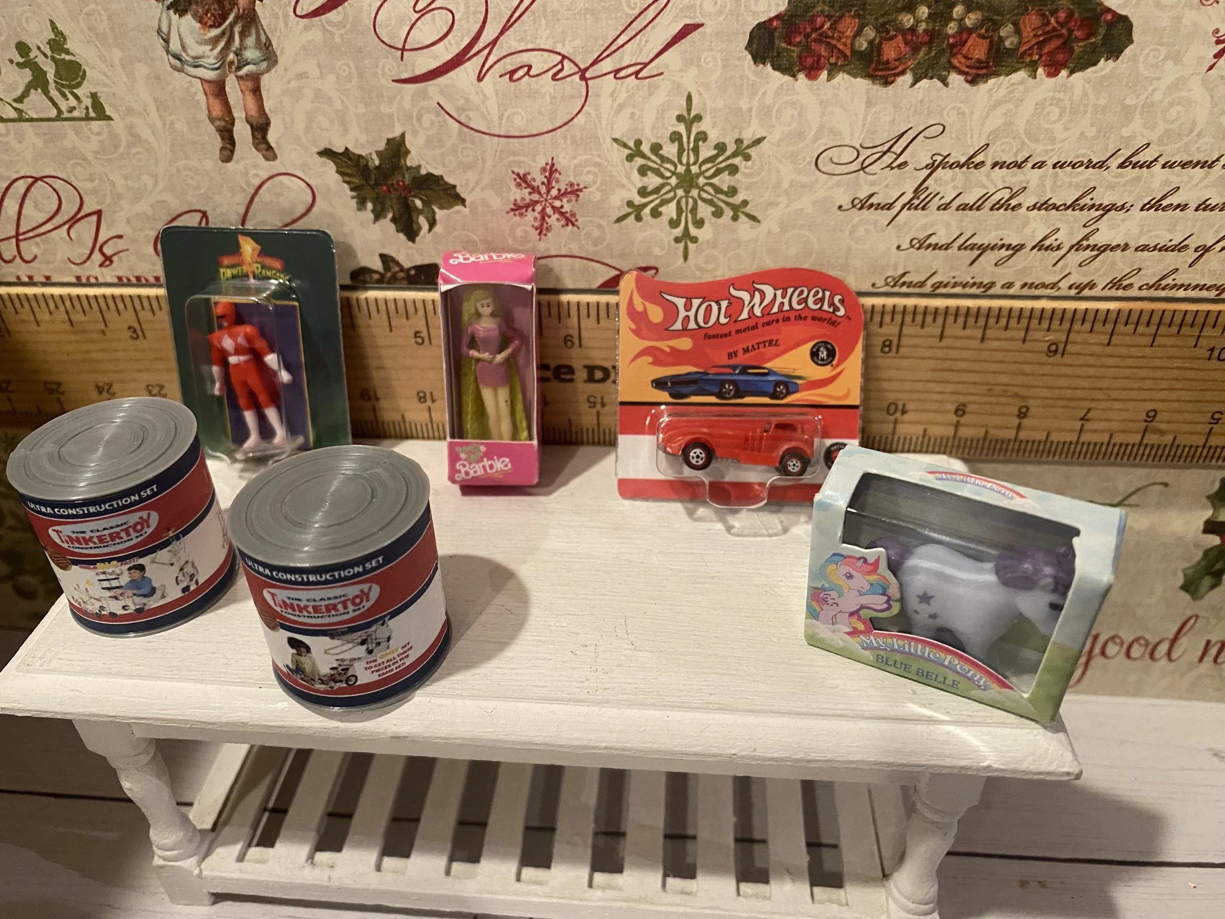 Miniature Power Ranger, Tinker Toy Tub, My Little Pony, Barbie, Uno, 1:12