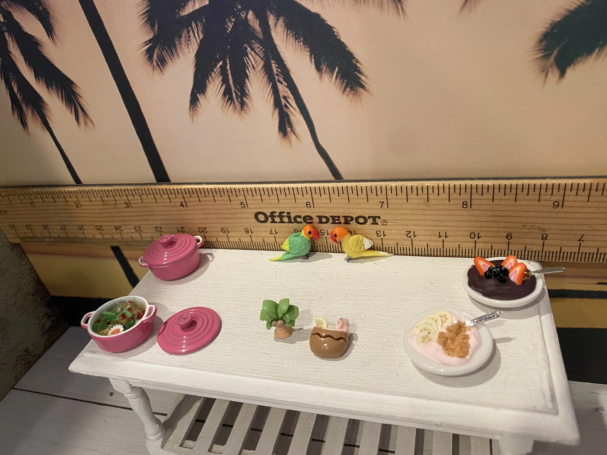 Miniature Sushi Pot, Parrots, Acai Bowl, Yogurt Bowl, 1:12