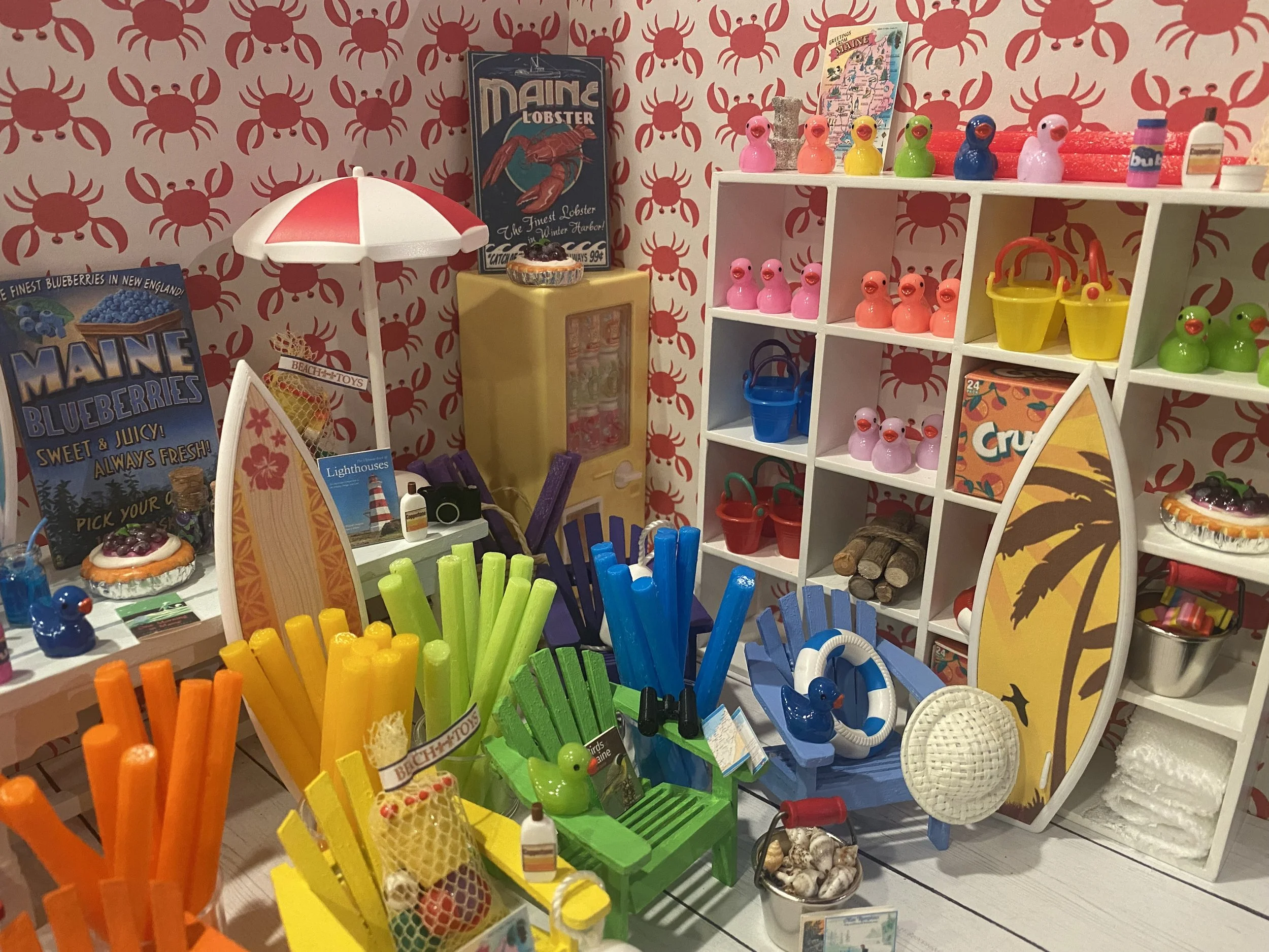 Miniature Maine Coastal Beach Rental, Dollhouse New England Accessories, 1:12