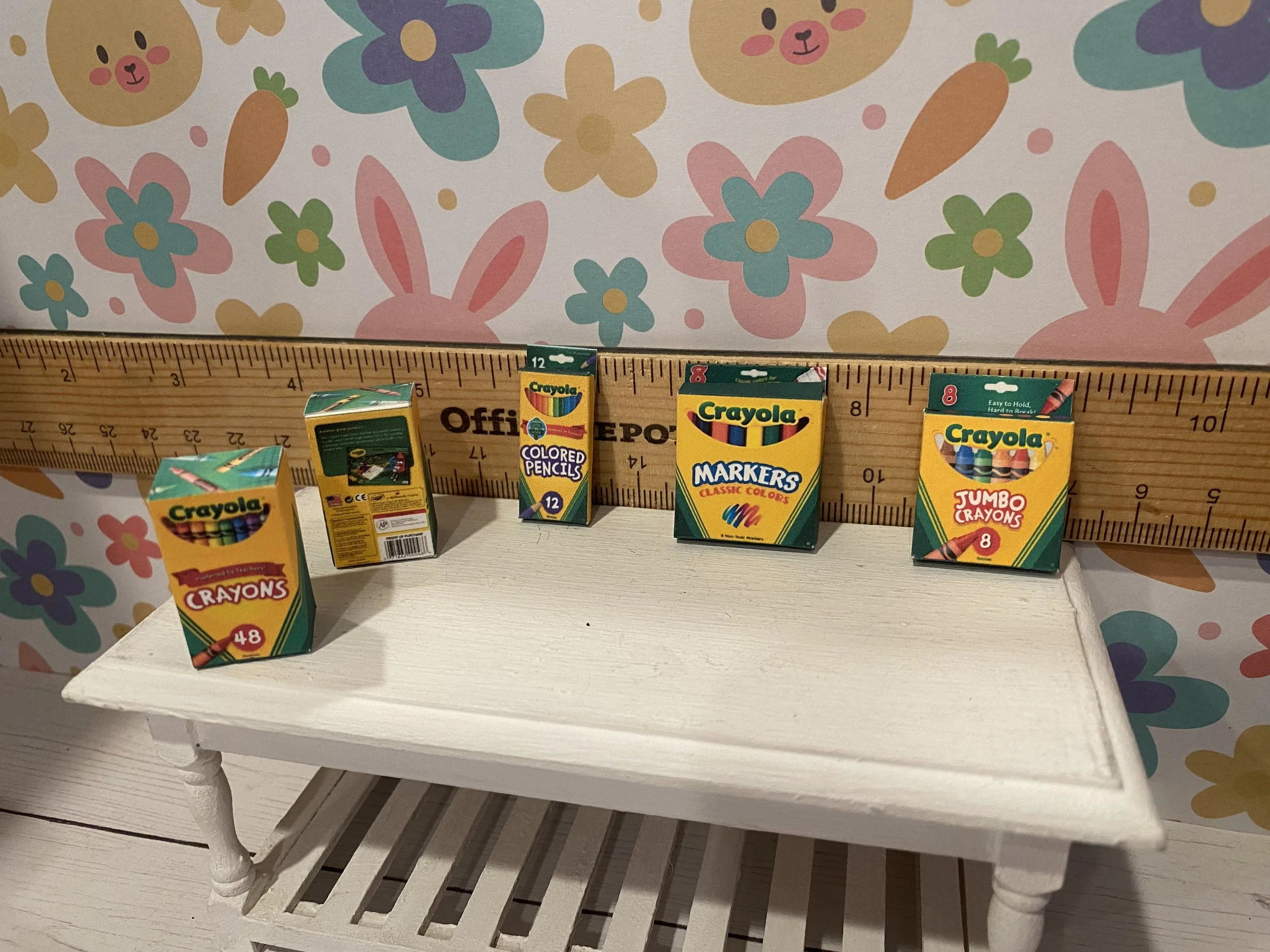 Miniature Crayon, Marker, Colored Pencil Boxes, 1:12