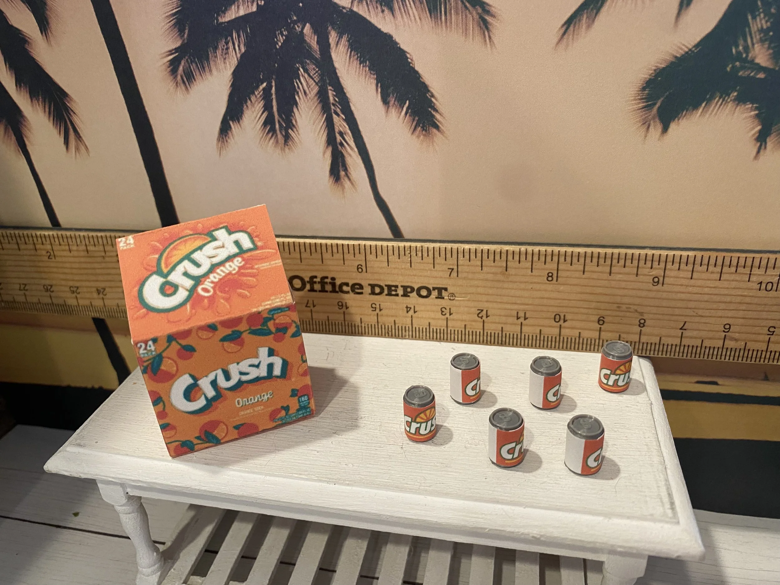 Miniature Orange Soda Box w/6 Cans, 1:12