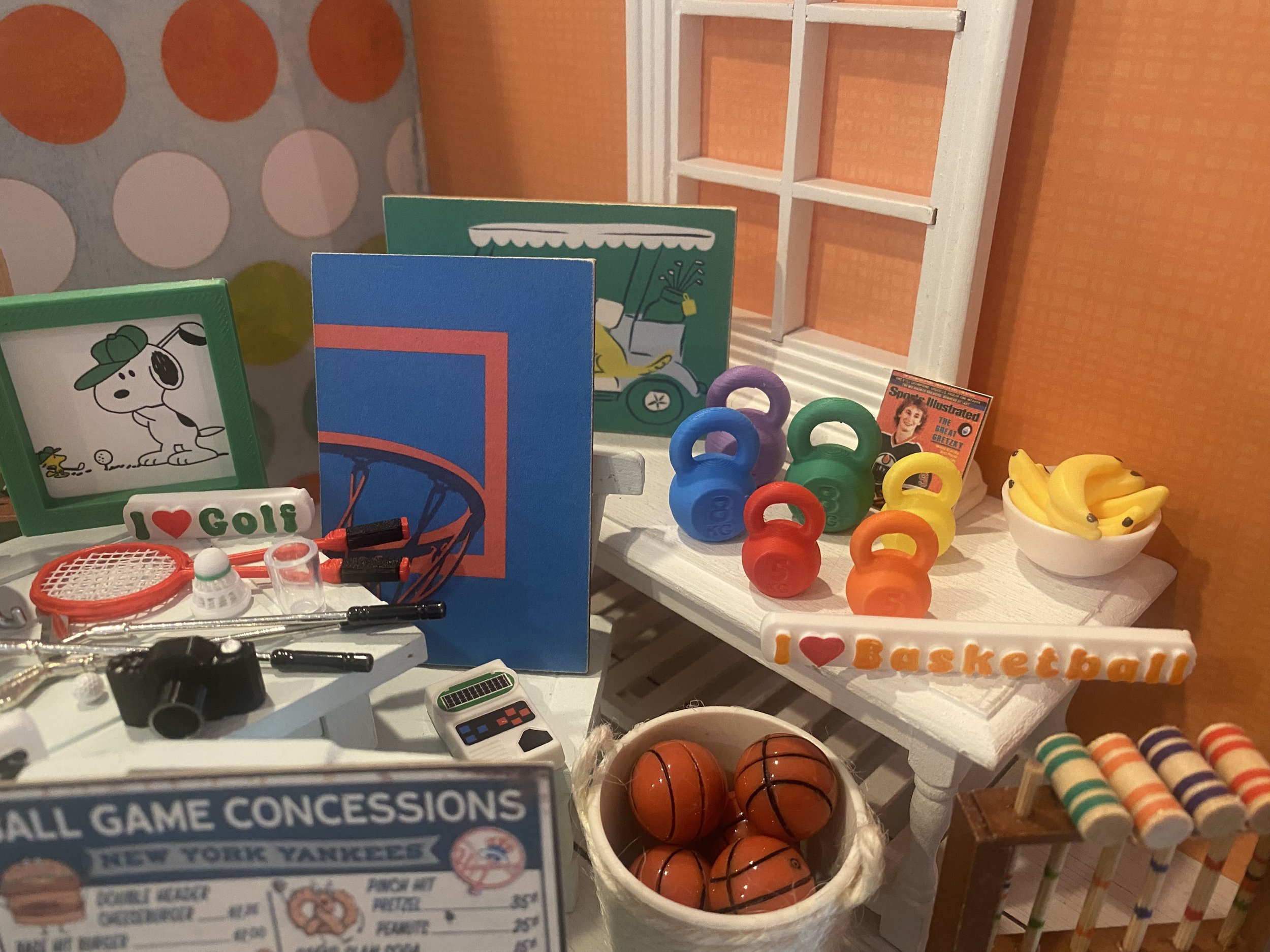 Miniature Sports, Dollhouse Athletic Equipment, 1:12