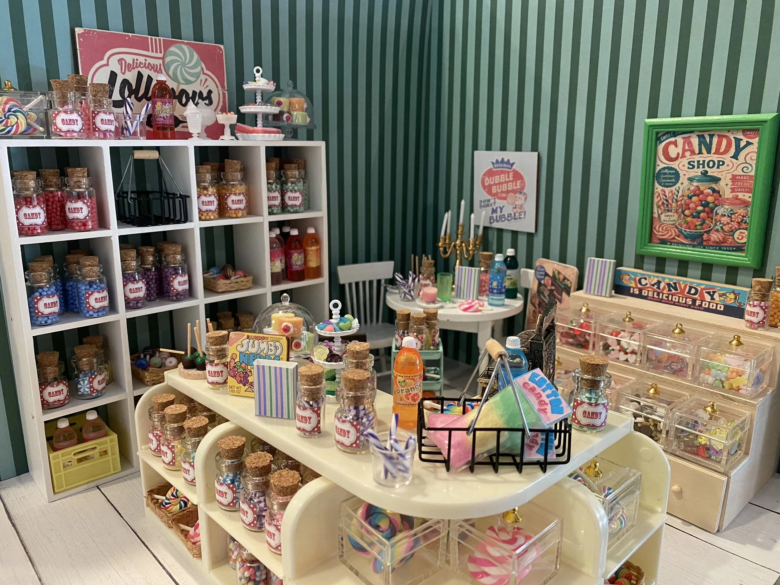 Miniature Candy Shoppe, Dollhouse Old Fashioned Candies, Sticks, Gumballs, Swirls, 1:12