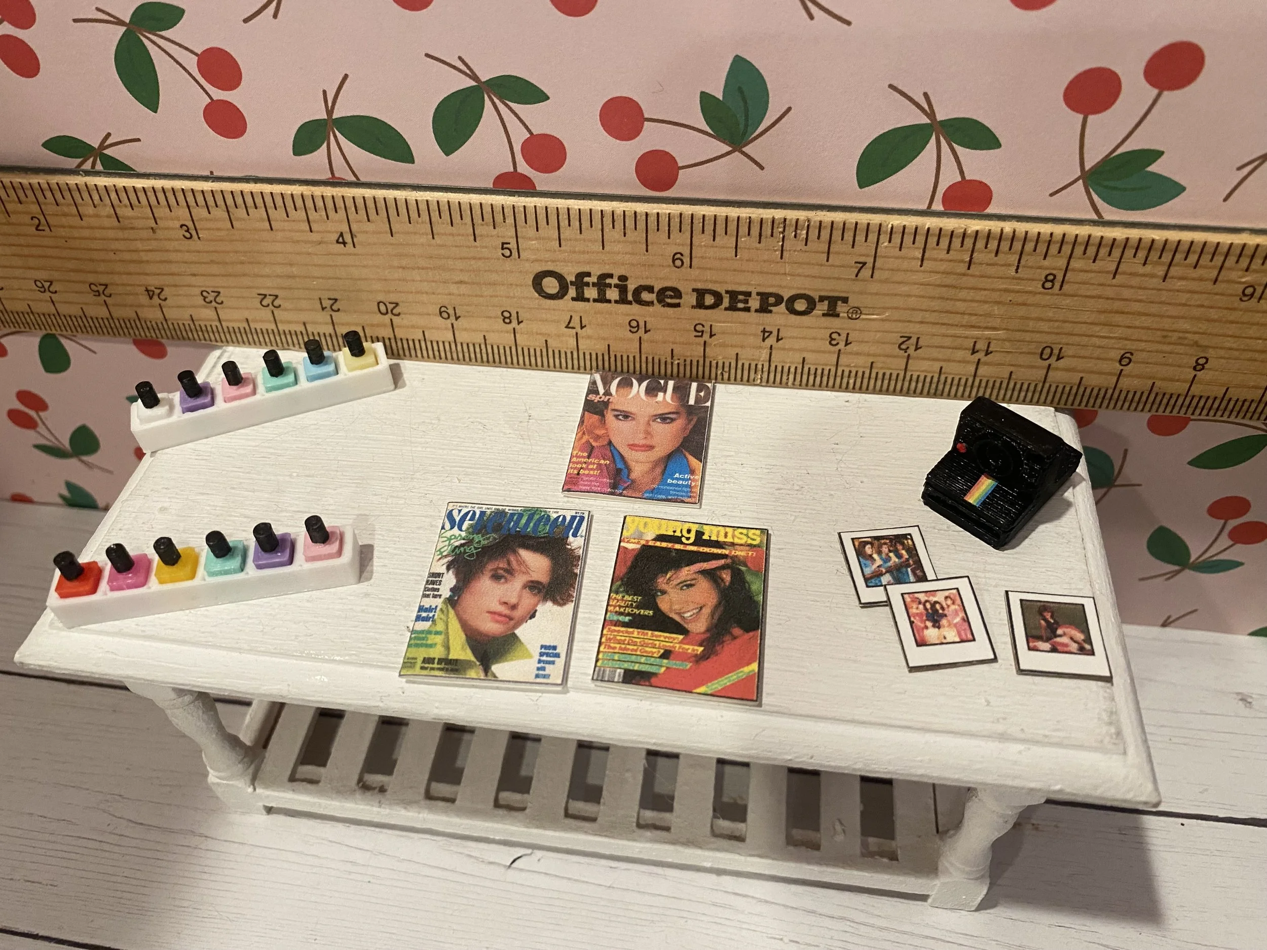 Miniature Nail Polish Sets, Fashion Magazines, Polaroid Camera w/3 Pics, 1:12