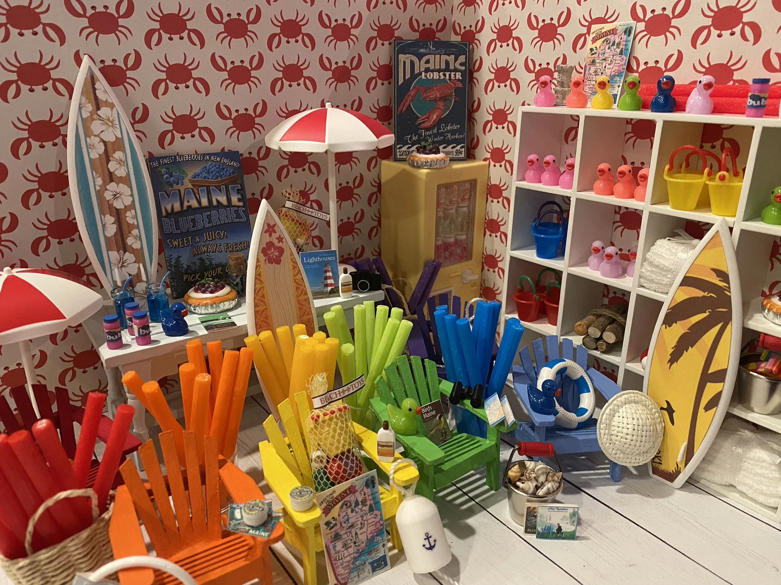 Miniature Maine Coastal Beach Rental, Dollhouse New England Accessories, 1:12