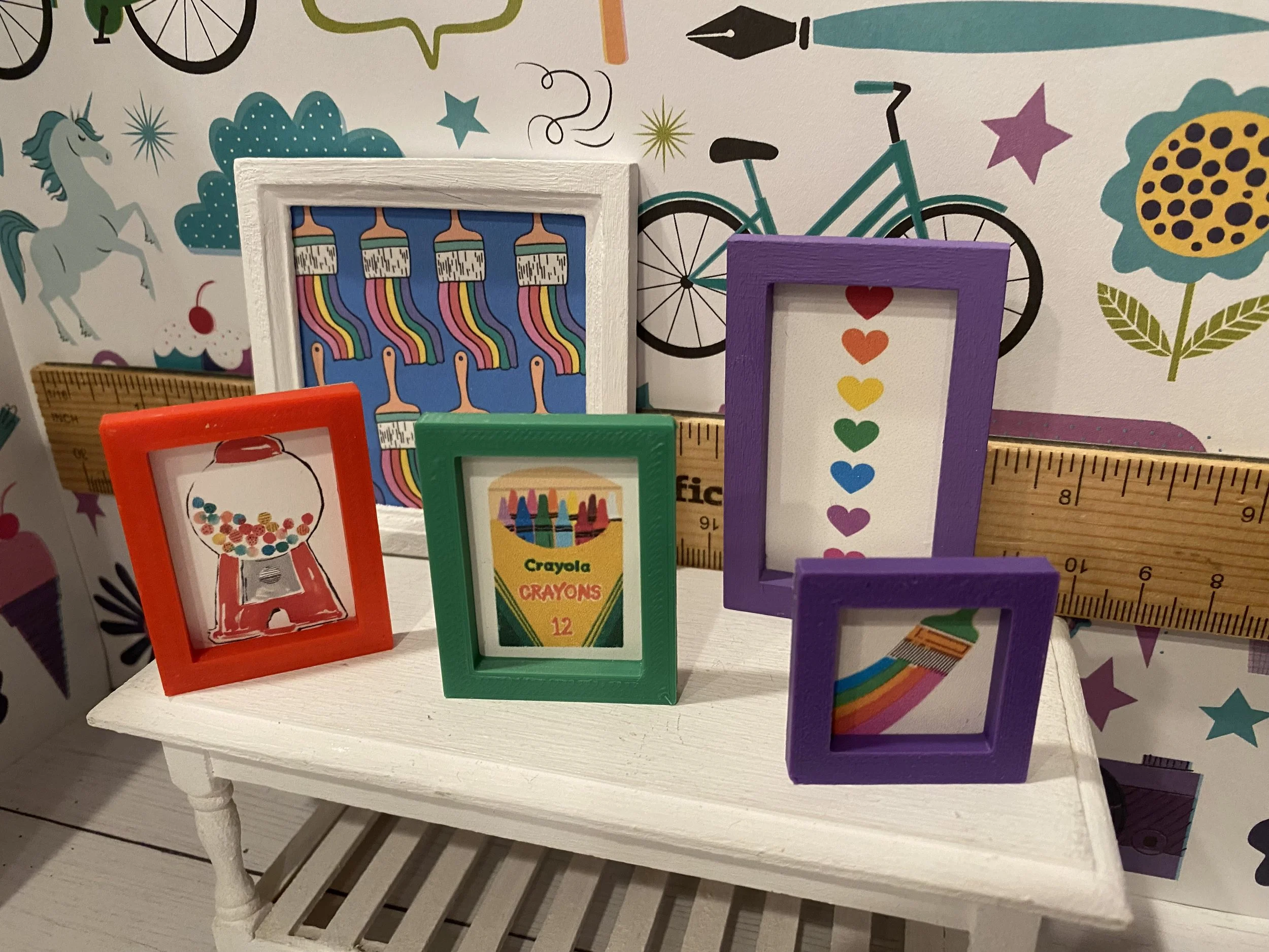 Miniature Rainbow and Crayon and Gumball Art, 1:12